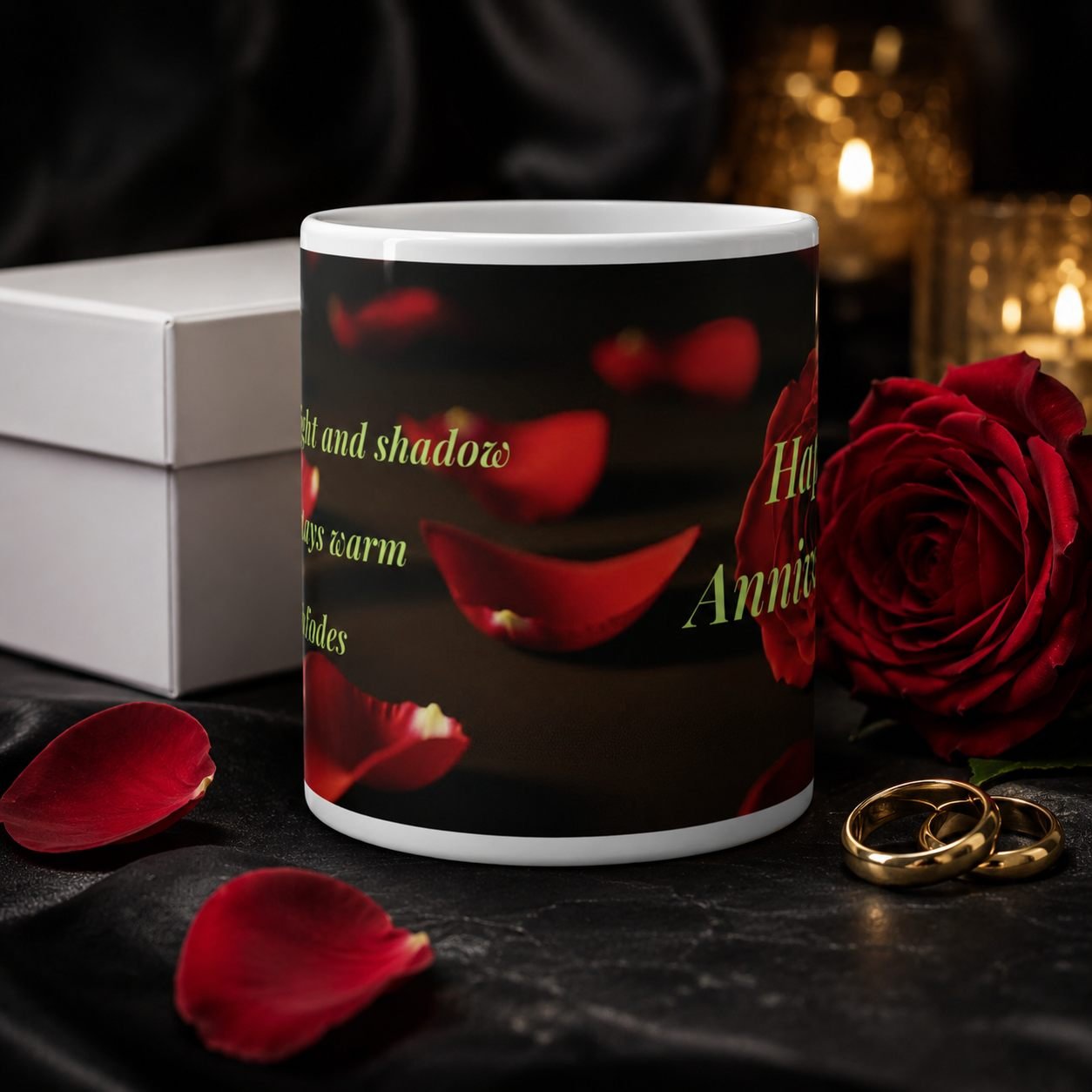 Through Light and Shadow Red Rose Anniversary Mug – 325 ml view 10