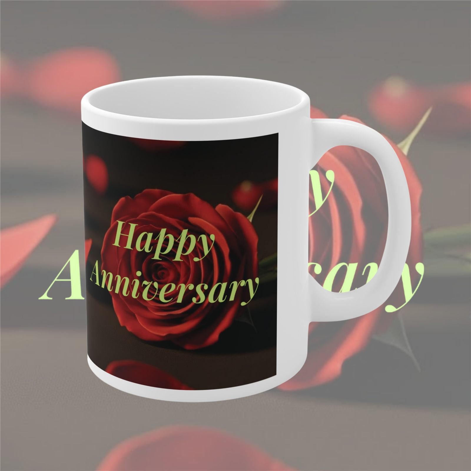 Through Light and Shadow Red Rose Anniversary Mug – 325 ml view 3