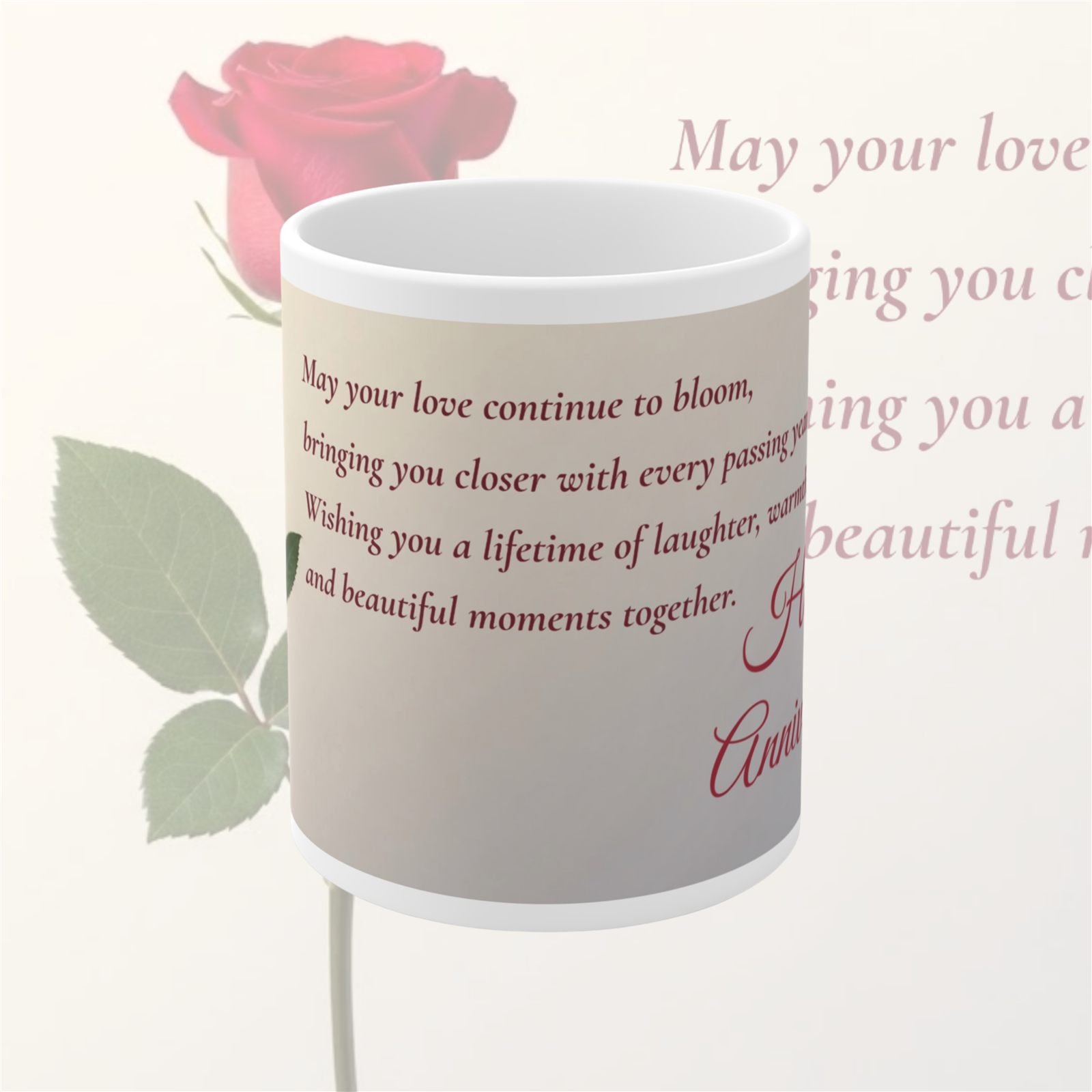 May Your Love Continue to Bloom Anniversary Mug – 325 ml view 1