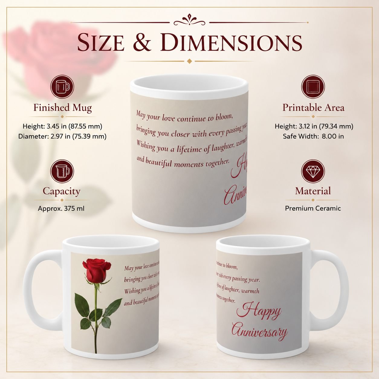 May Your Love Continue to Bloom Anniversary Mug – 325 ml view 11