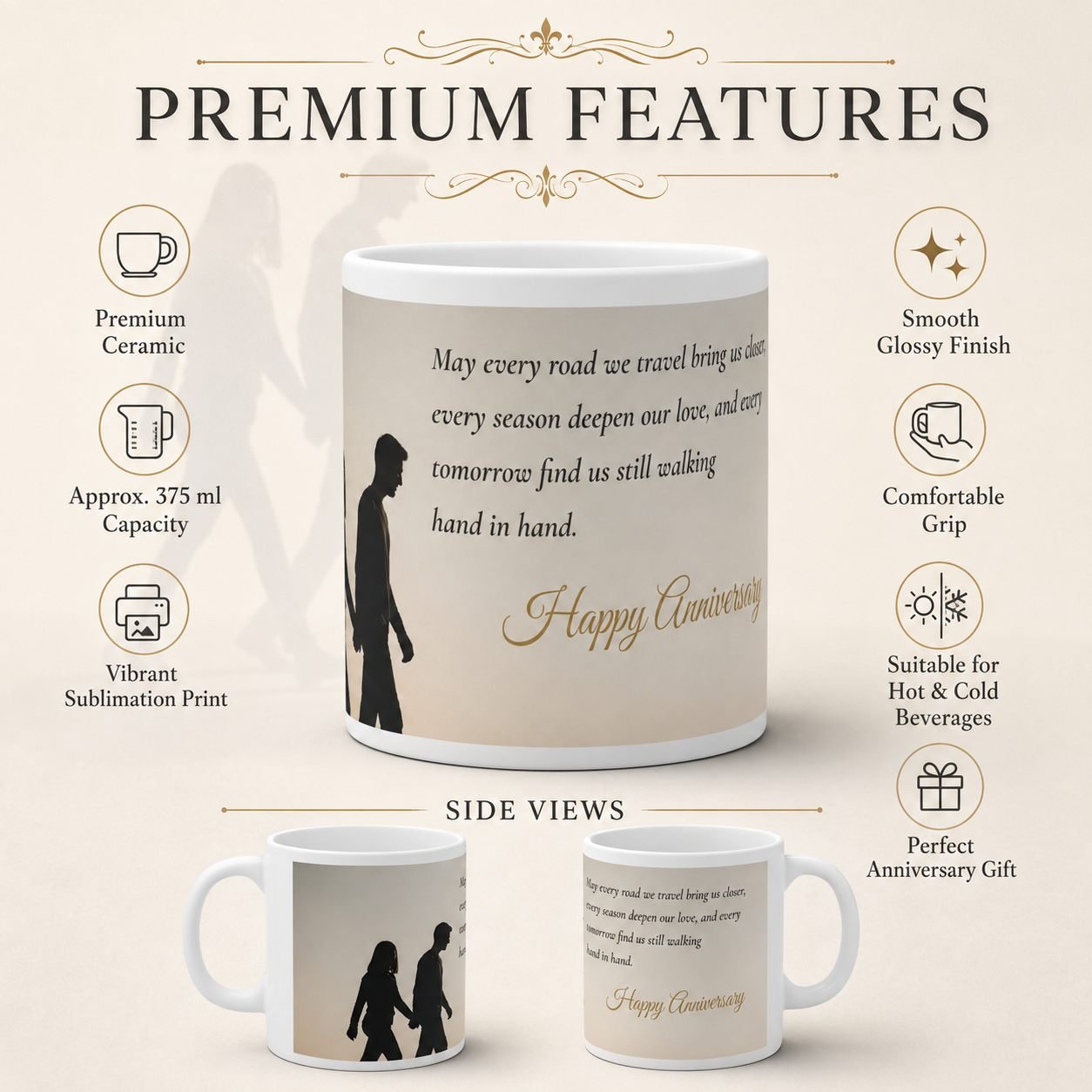 Every Road Brings Us Closer Anniversary Mug – 325 ml view 10