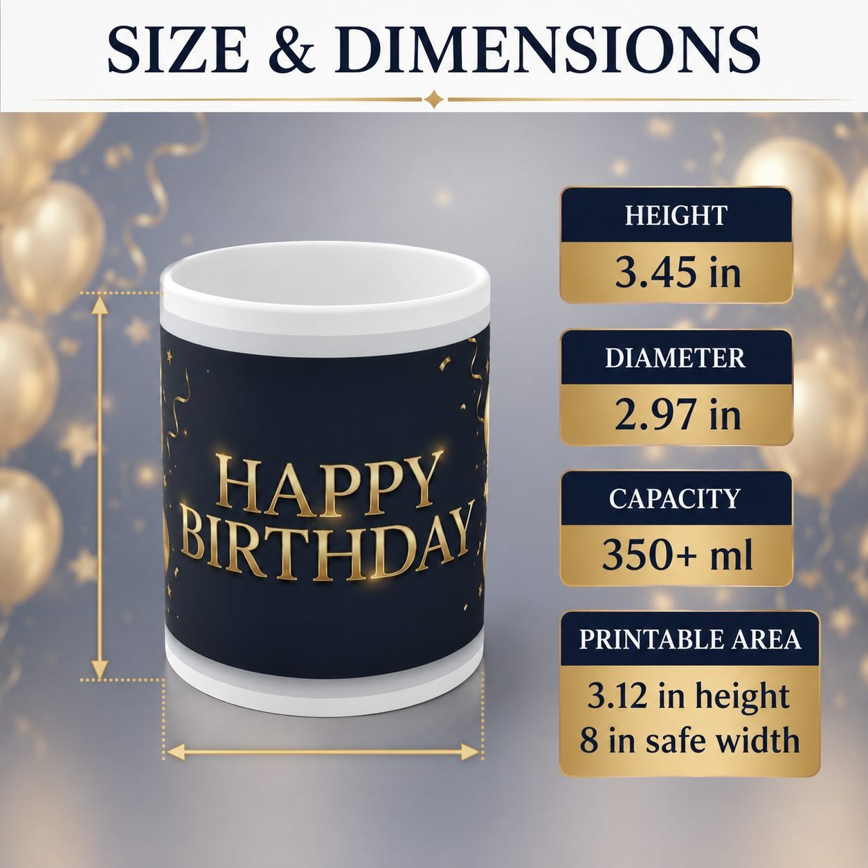 Midnight Gold Celebration Birthday Mug – 325 ml view 16