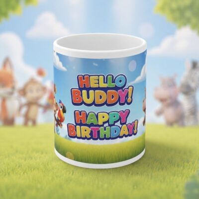 Hello Buddy Animal Friends Birthday Ceramic Mug