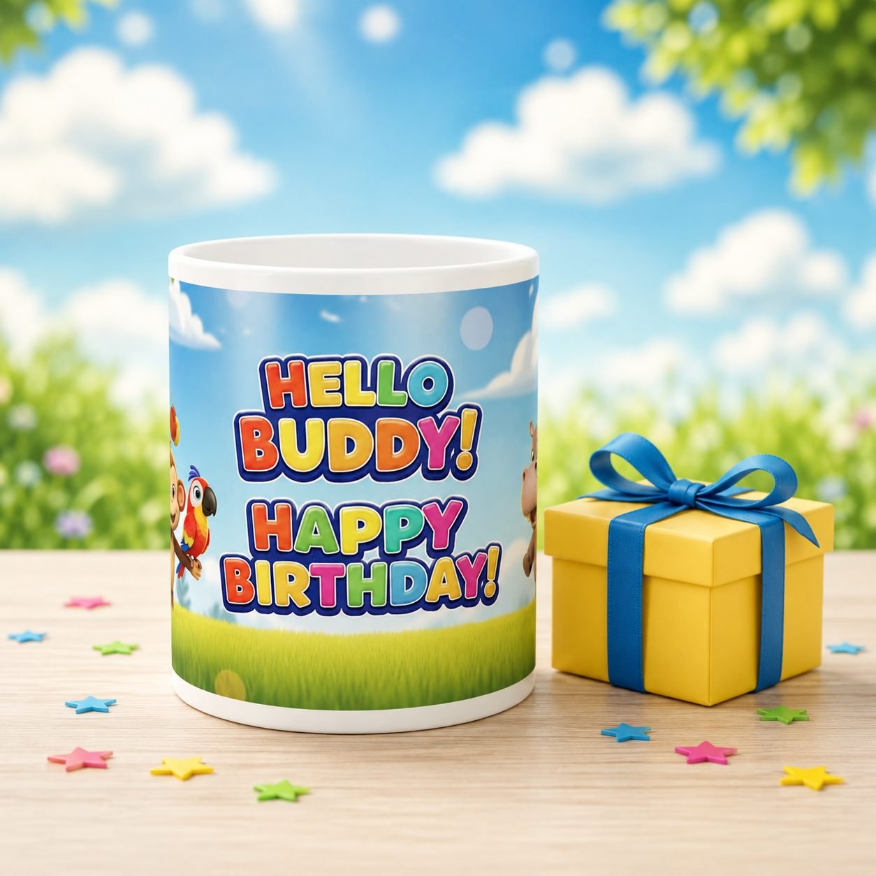 Hello Buddy Animal Friends Birthday Ceramic Mug view 10