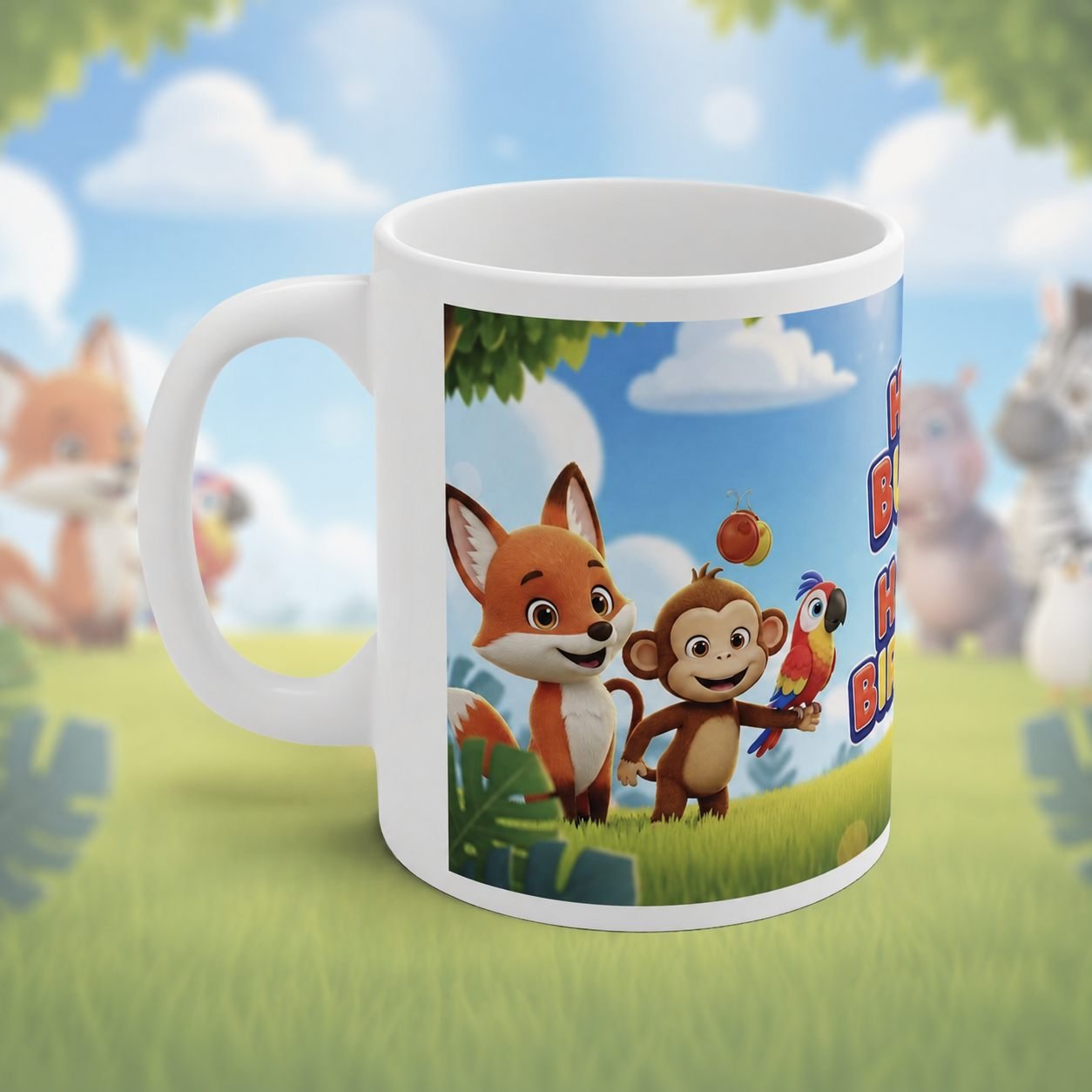 Hello Buddy Animal Friends Birthday Ceramic Mug view 2