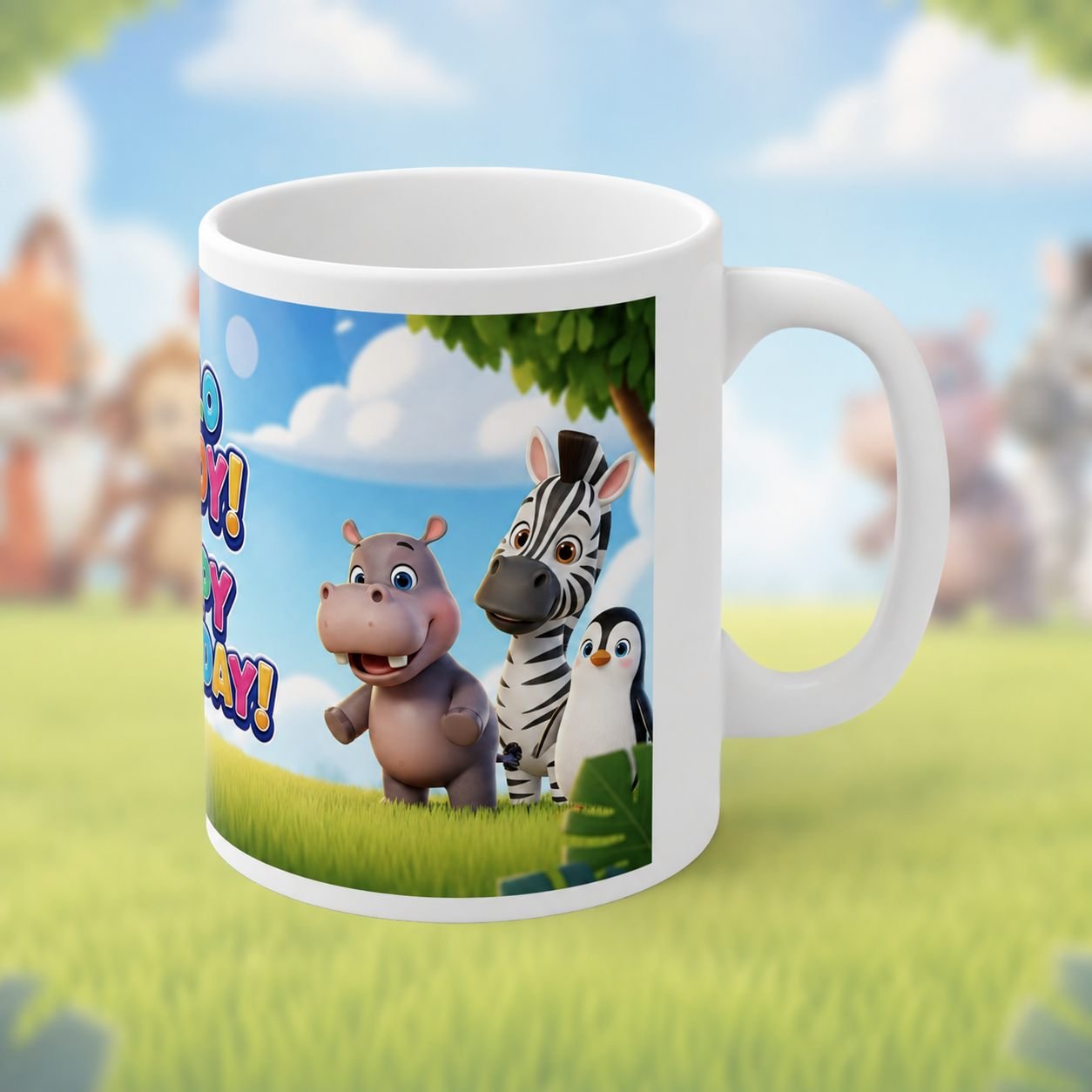 Hello Buddy Animal Friends Birthday Ceramic Mug view 3