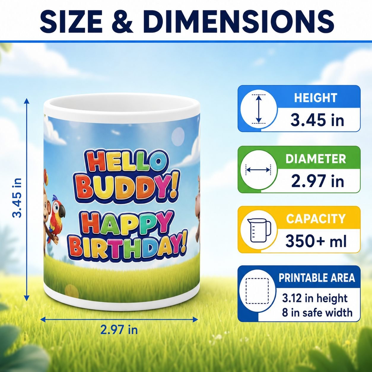 Hello Buddy Animal Friends Birthday Ceramic Mug view 13