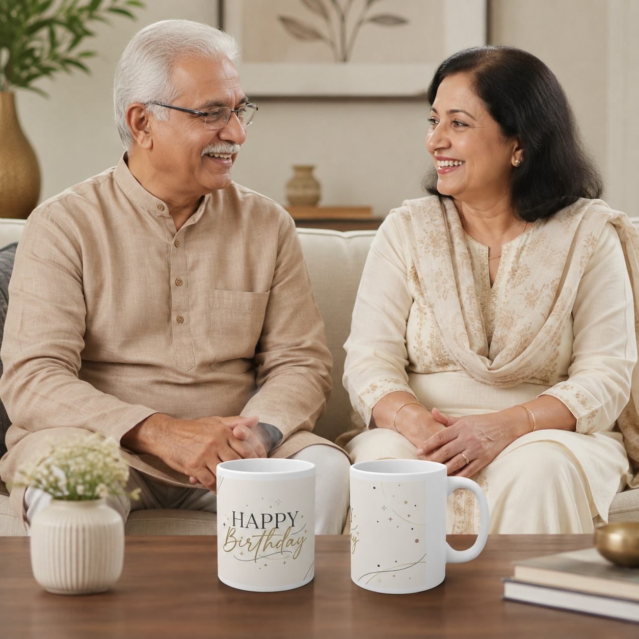 Modern Minimal Happy Birthday Ceramic Mug view 5