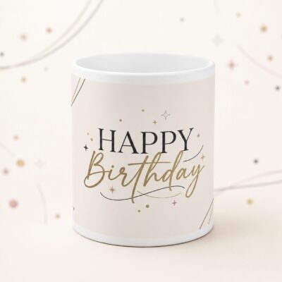 Modern Minimal Happy Birthday Ceramic Mug
