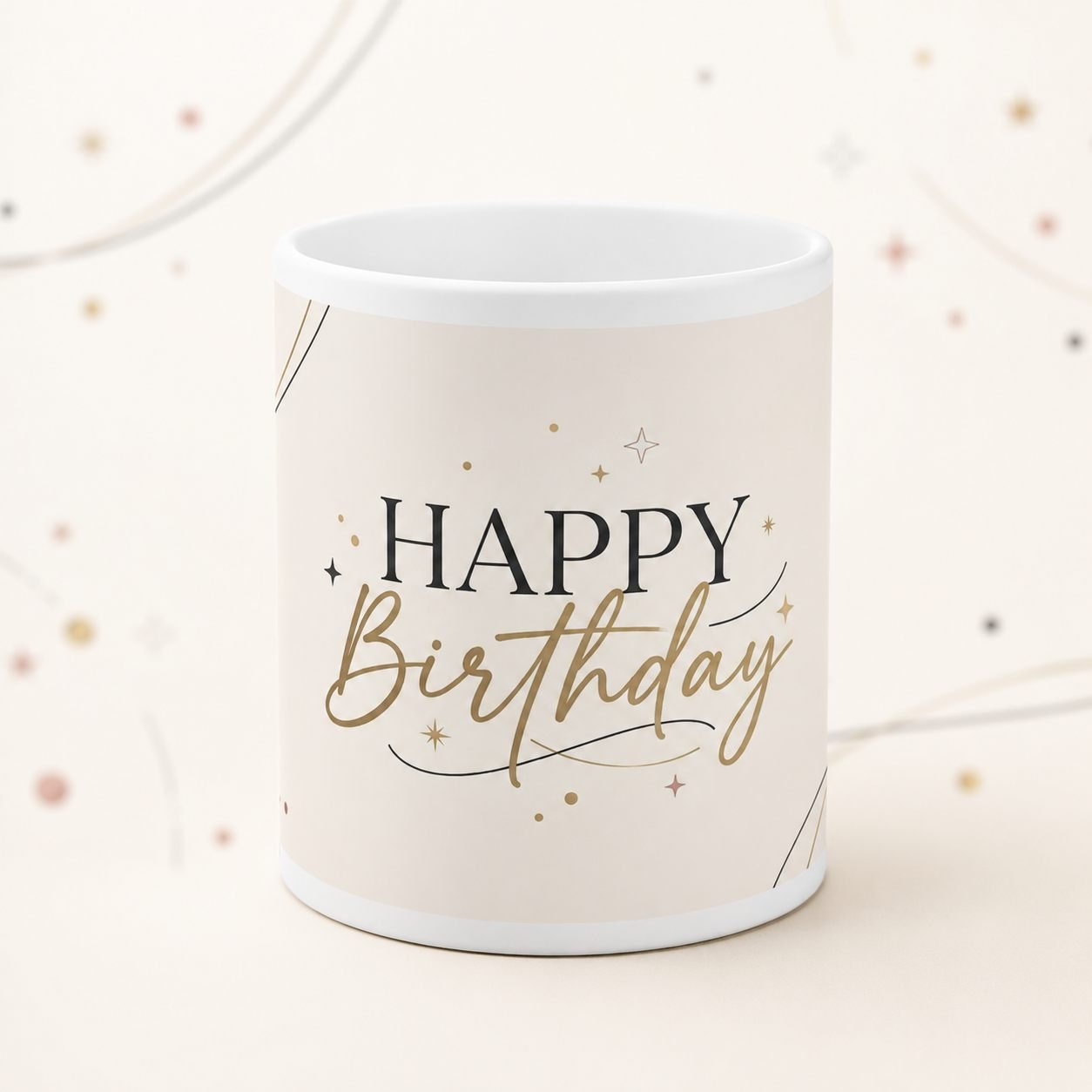 Modern Minimal Happy Birthday Ceramic Mug view 1