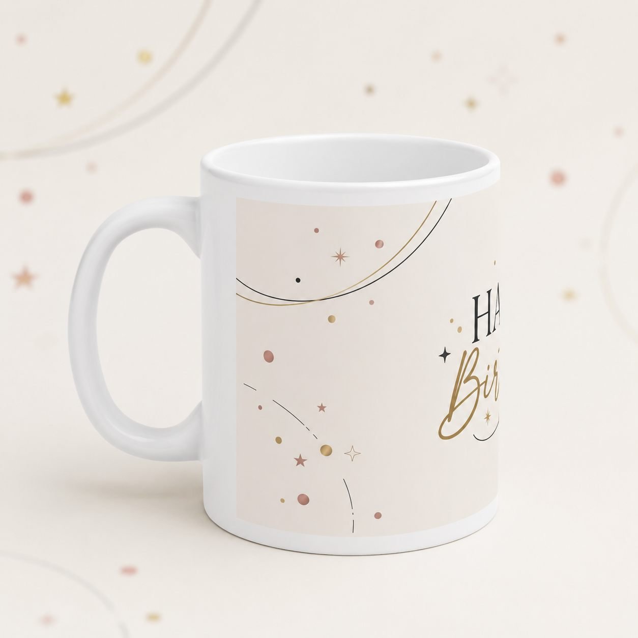 Modern Minimal Happy Birthday Ceramic Mug view 2