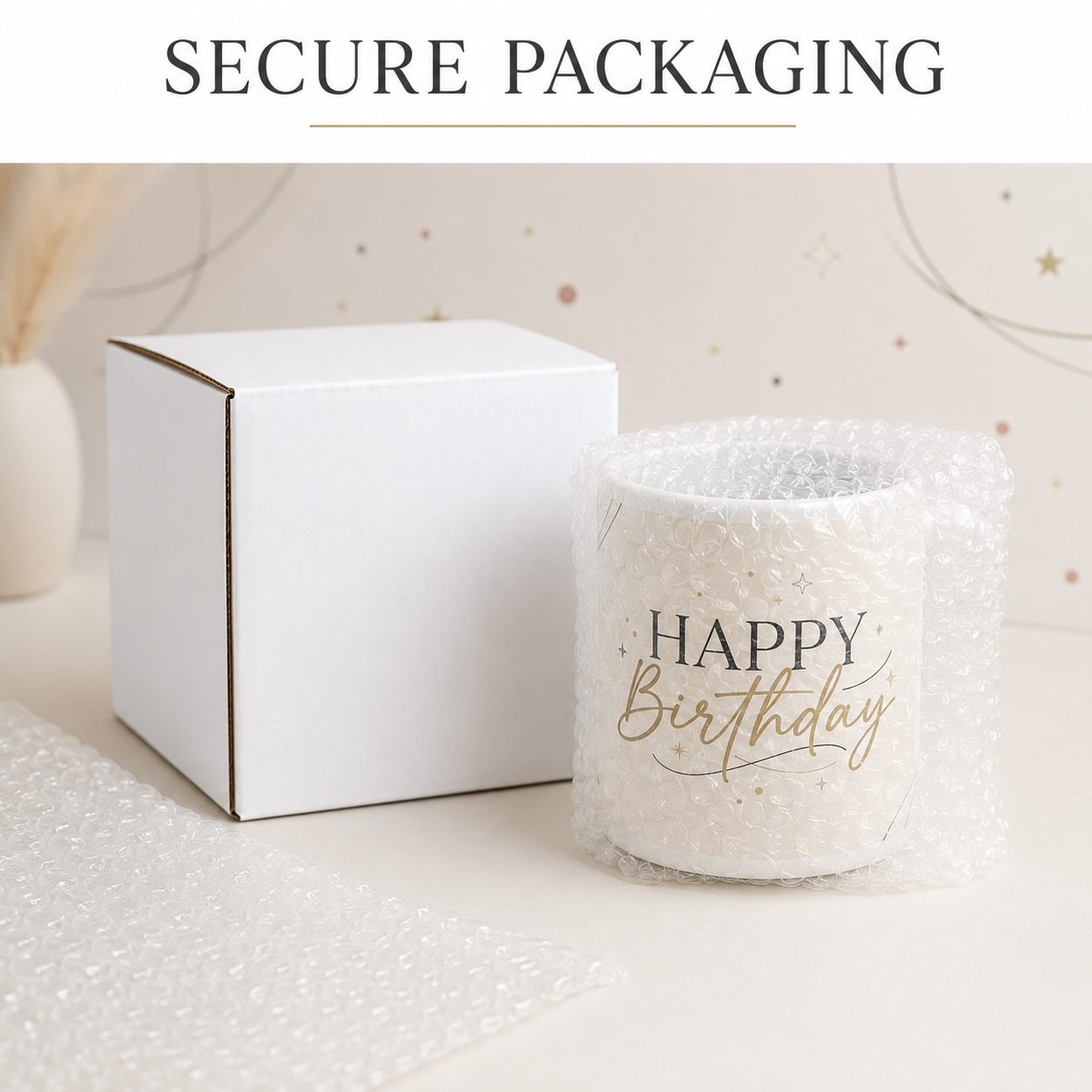 Modern Minimal Happy Birthday Ceramic Mug view 13
