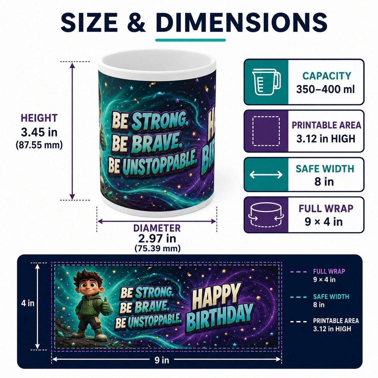 Be Strong Terra Titan Birthday Mug – 325 ml view 13