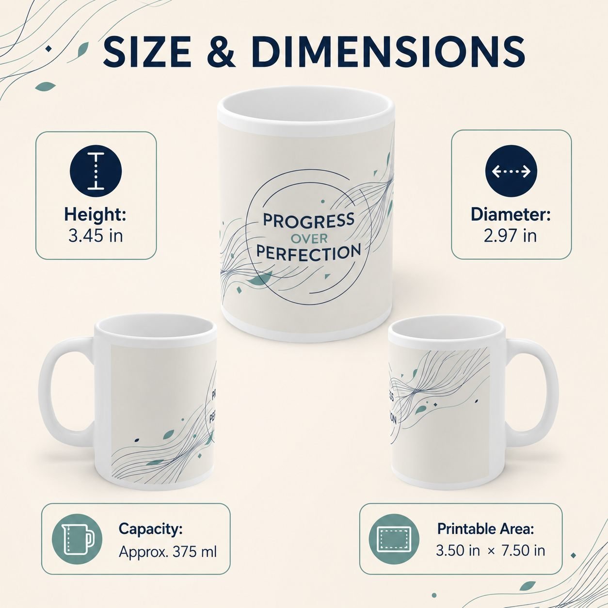 Progress Over Perfection Corporate Mug – 325 ml view 12