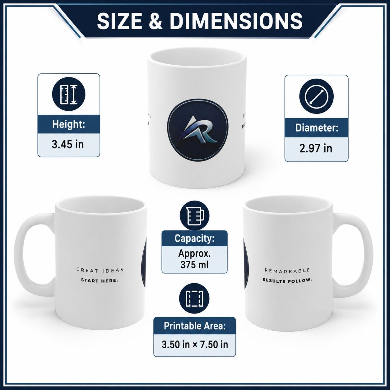 Great Ideas Start Here Custom Logo Corporate Mug – 325 ml view 12