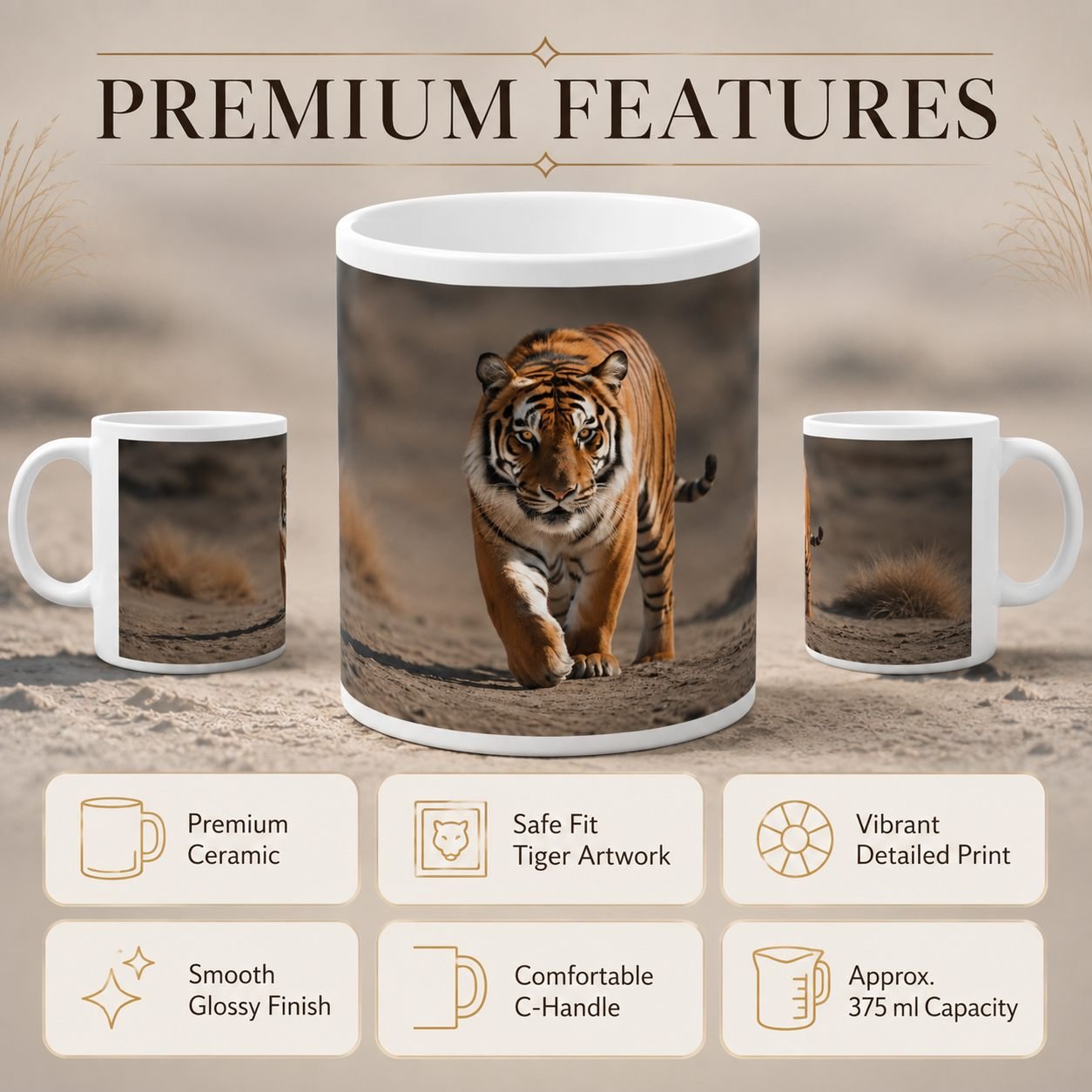 Tiger Wildlife Designer Ceramic Mug view 12