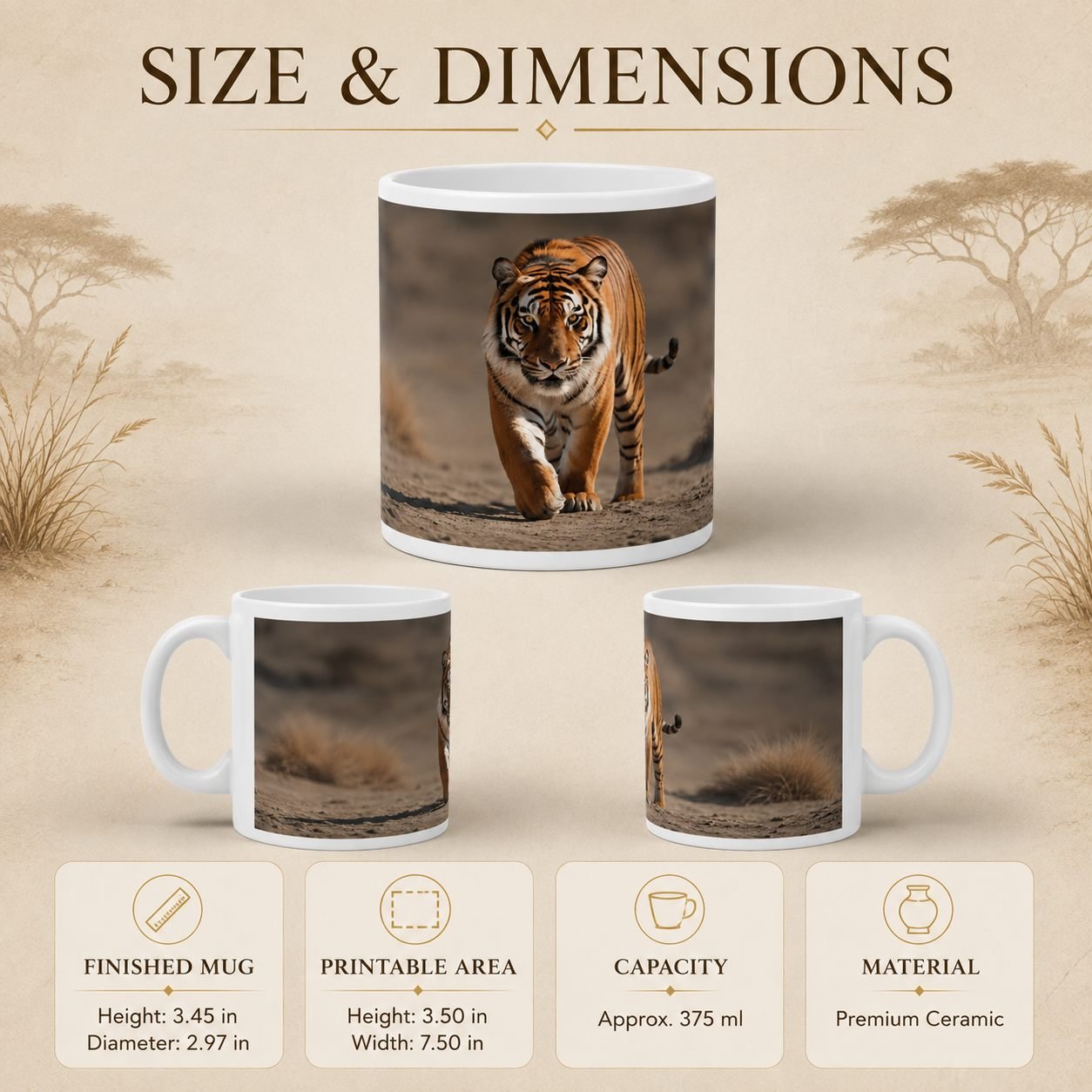 Tiger Wildlife Designer Ceramic Mug view 13