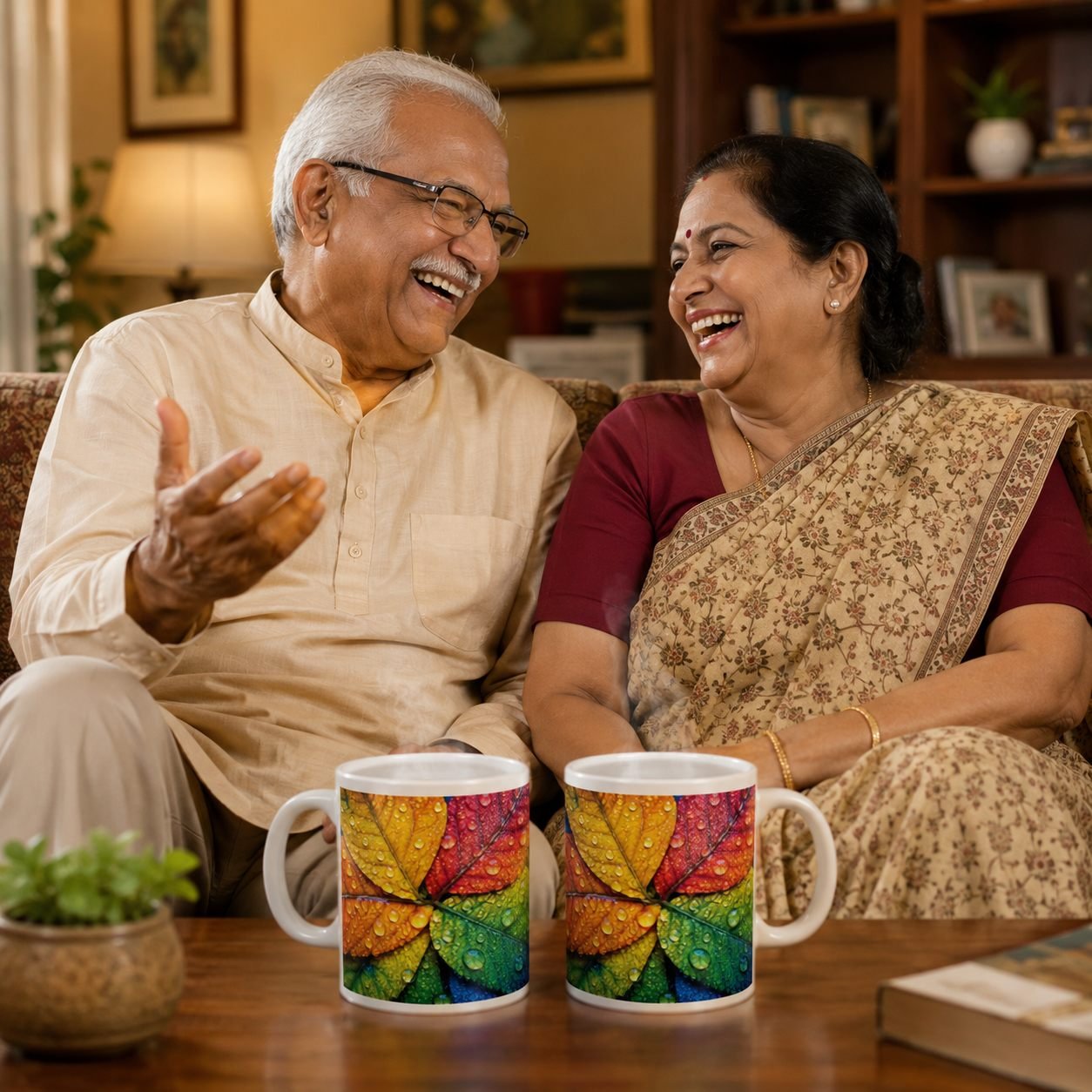 Rain-Kissed Colourful Leaves Designer Ceramic Mug view 5