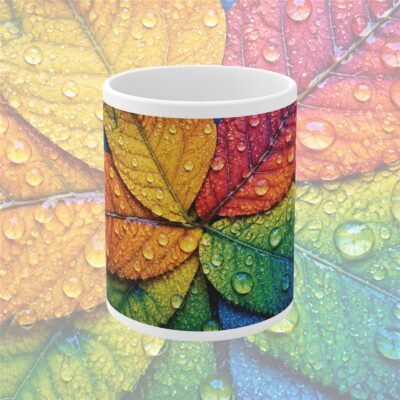 Rain-Kissed Colourful Leaves Designer Ceramic Mug
