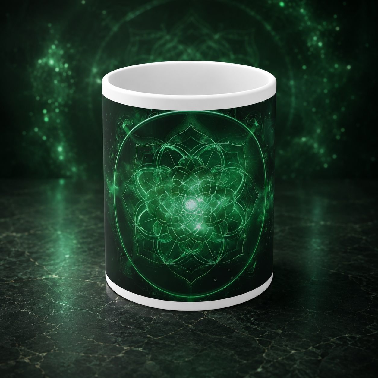 Emerald Mandala Designer Ceramic Mug view 1