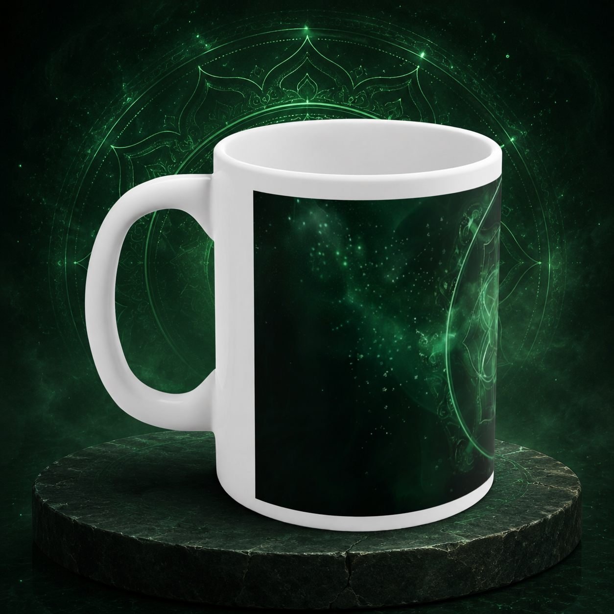 Emerald Mandala Designer Ceramic Mug view 2