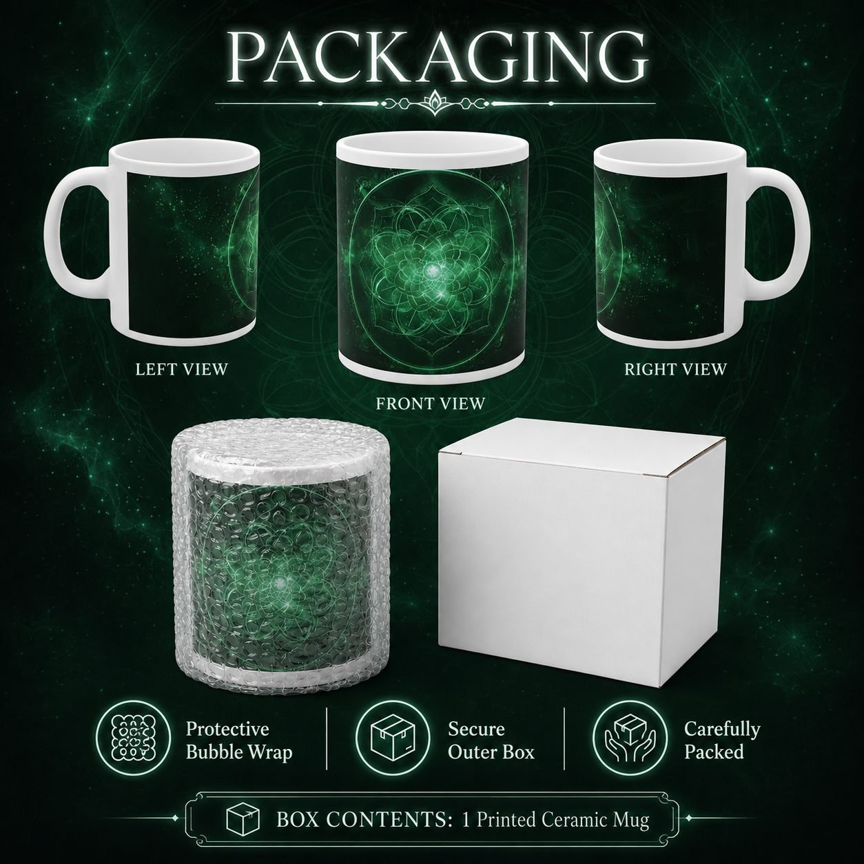 Emerald Mandala Designer Ceramic Mug view 11