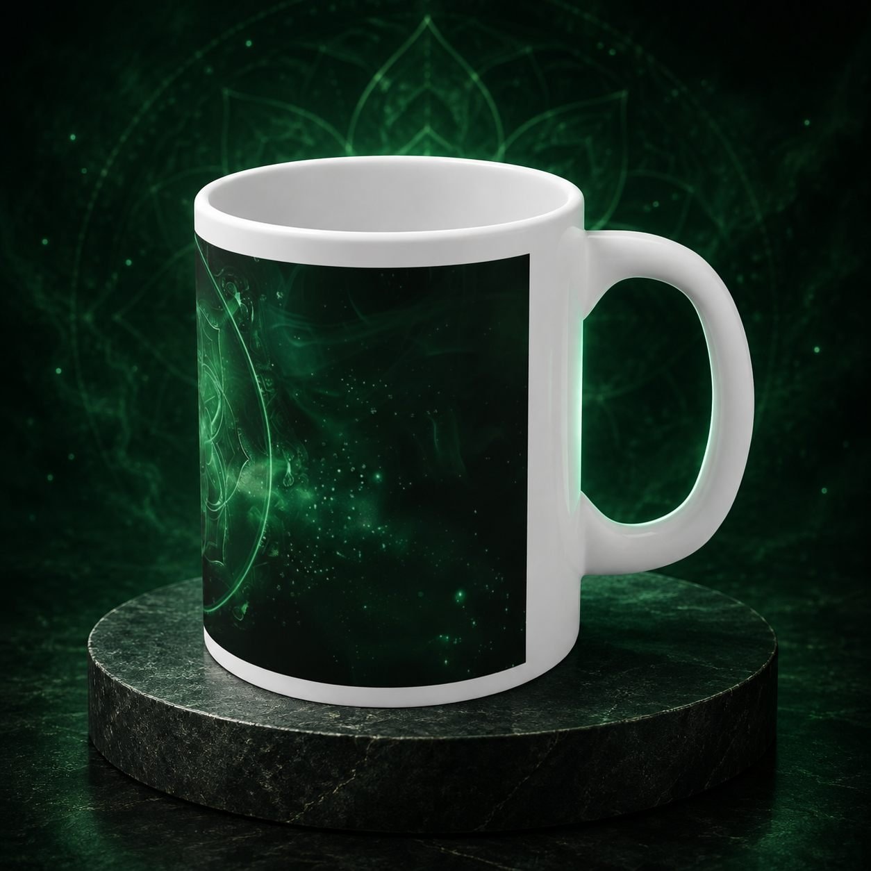 Emerald Mandala Designer Ceramic Mug view 3