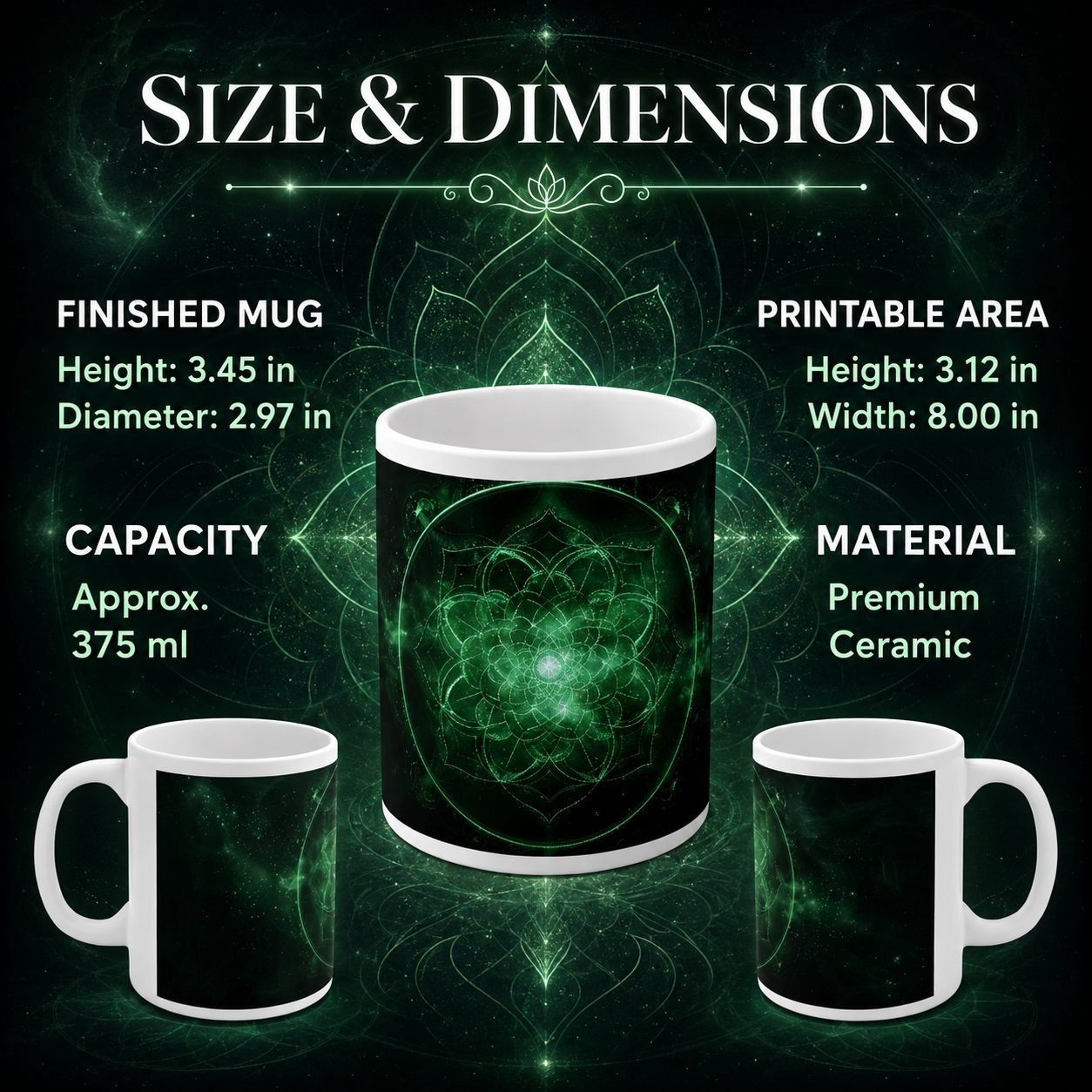 Emerald Mandala Designer Ceramic Mug view 13