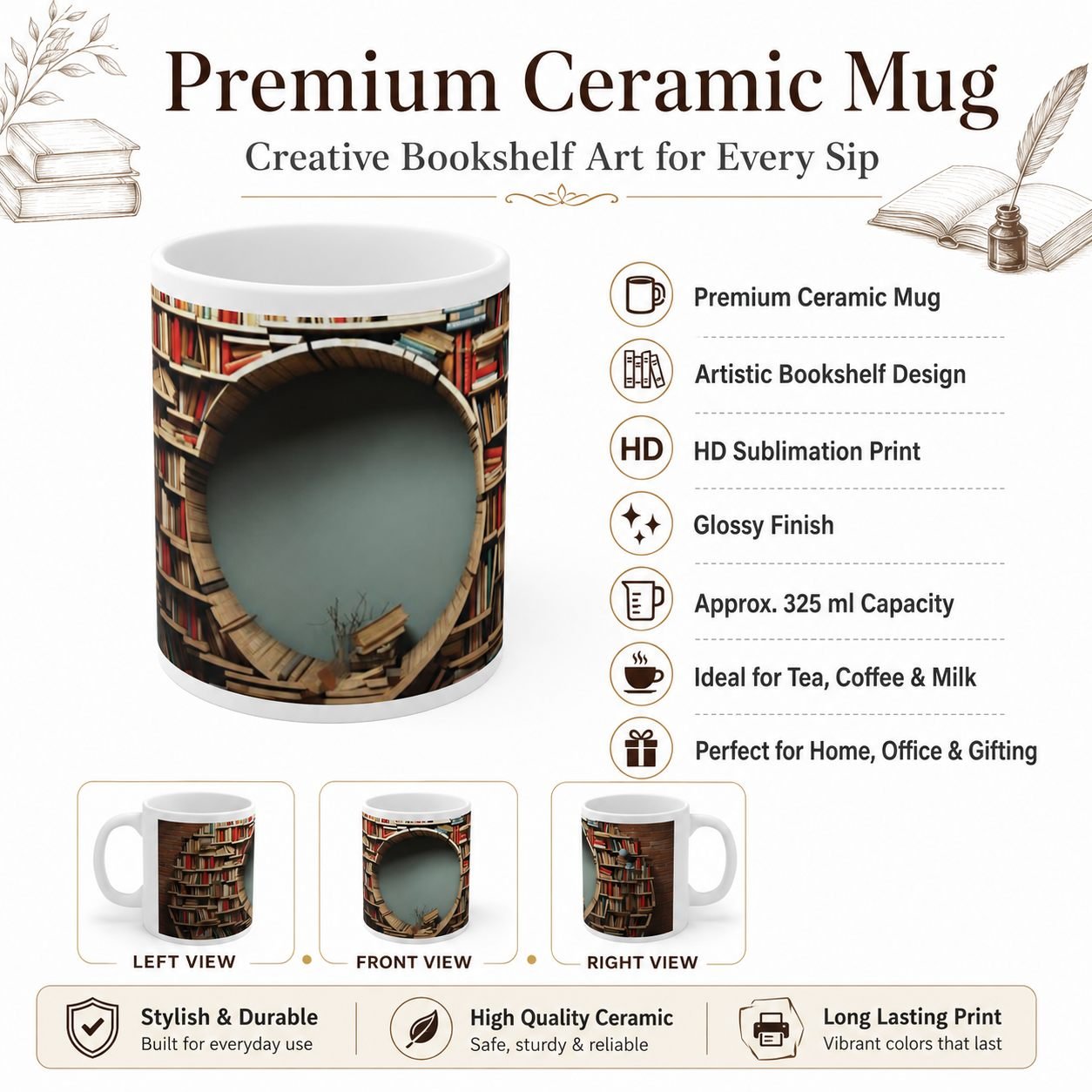 Literary Book Portal Designer Ceramic Mug view 12