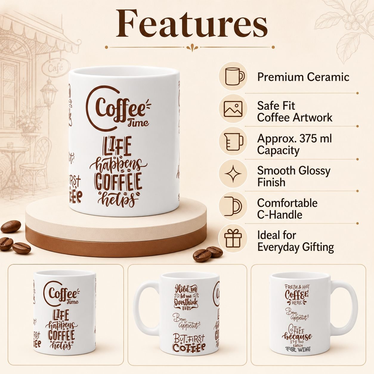 Coffee Quotes Typography Designer Ceramic Mug view 14