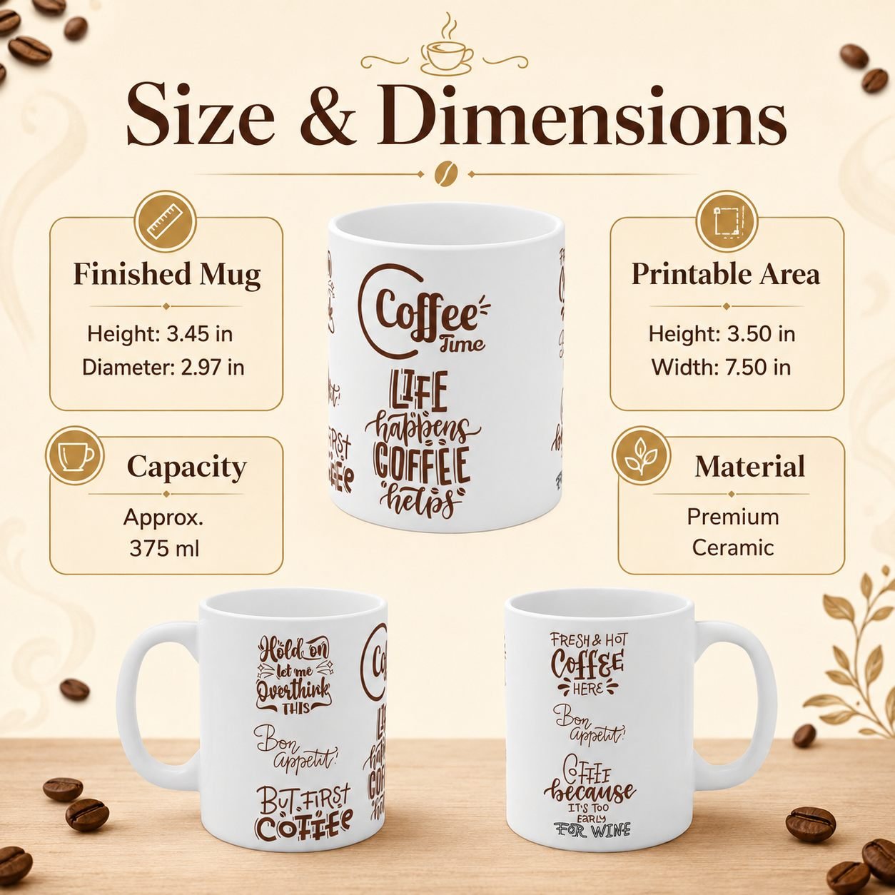 Coffee Quotes Typography Designer Ceramic Mug view 15