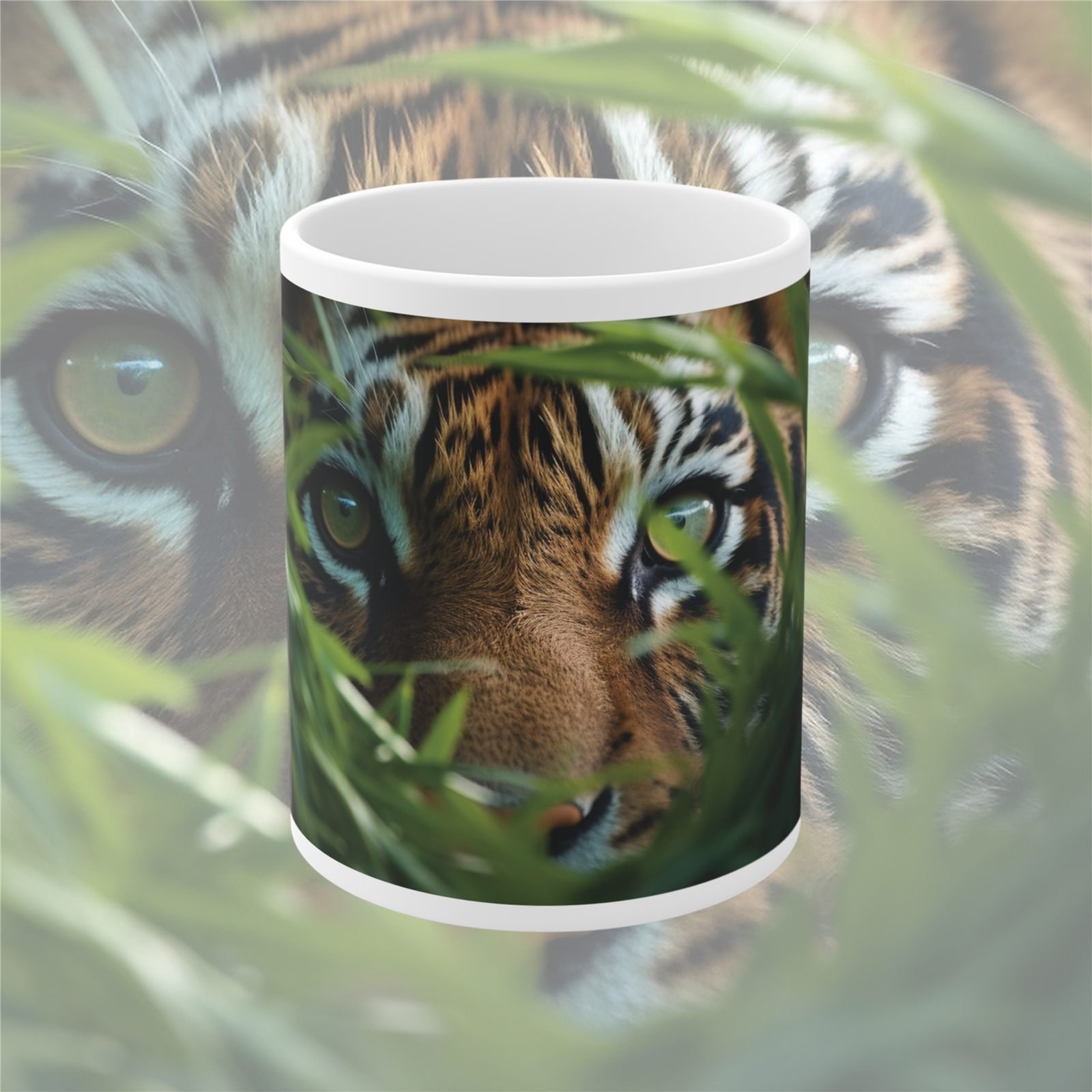 Hidden Tiger Wildlife Designer Ceramic Mug view 1