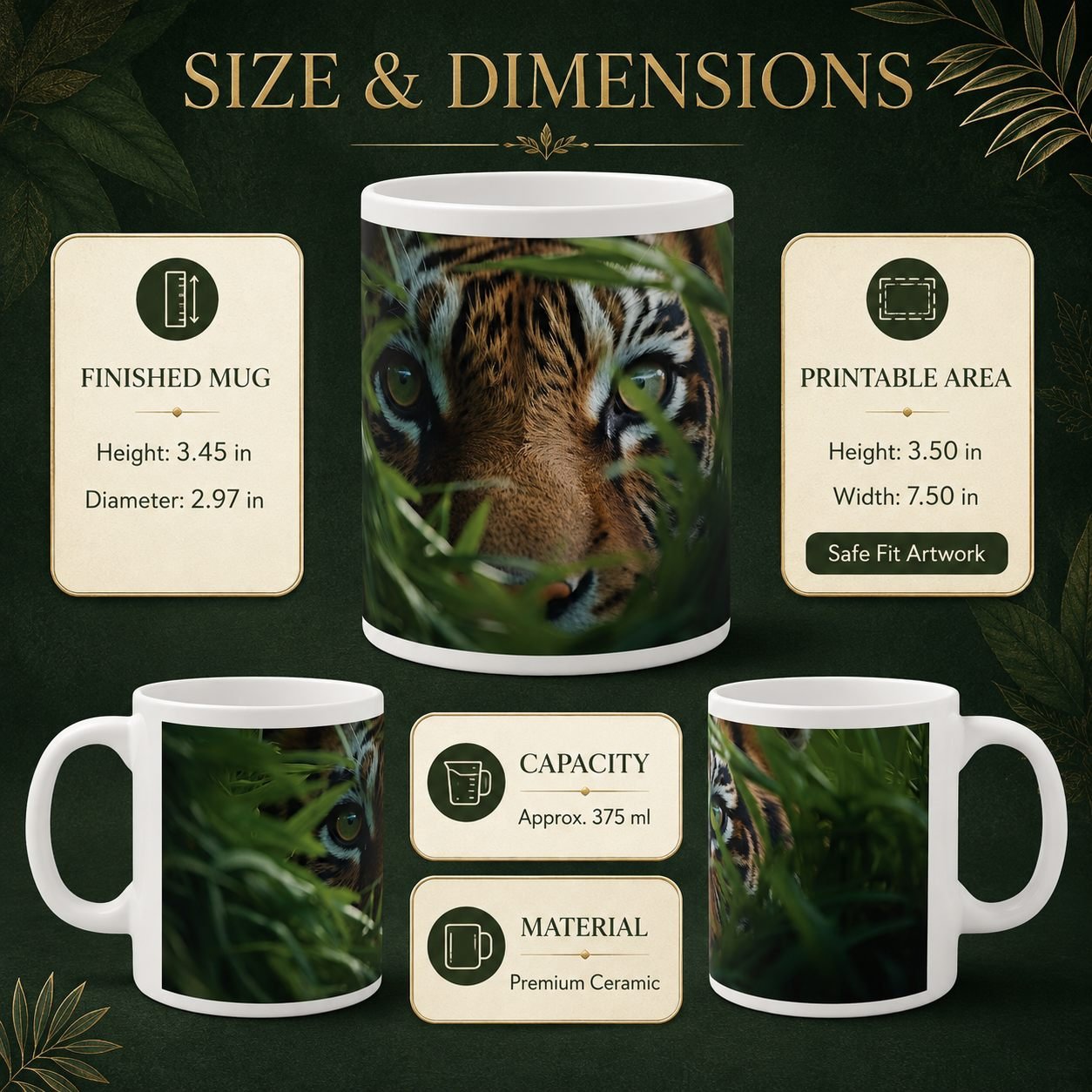 Hidden Tiger Wildlife Designer Ceramic Mug view 12