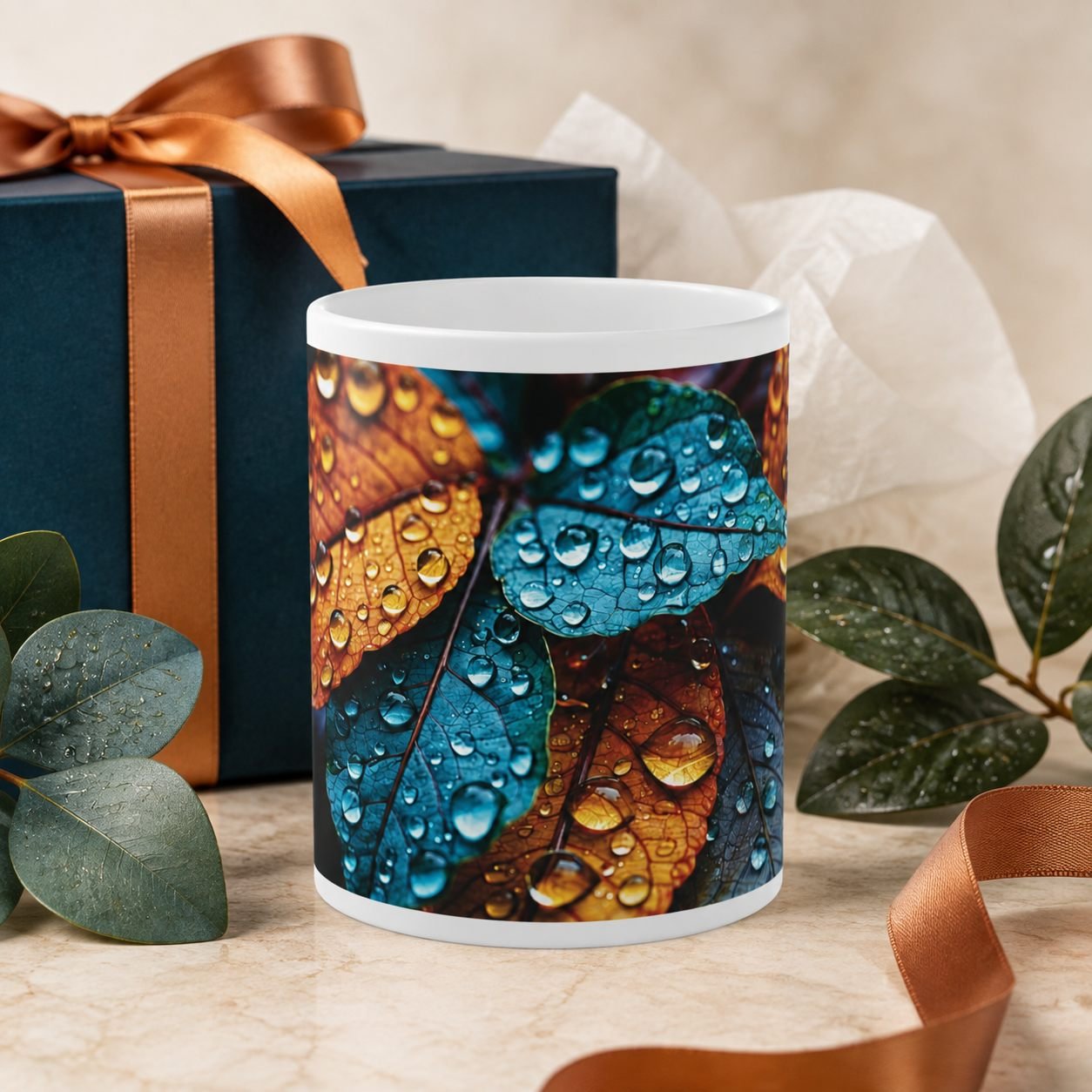 Autumn Rain Leaves Designer Ceramic Mug view 9
