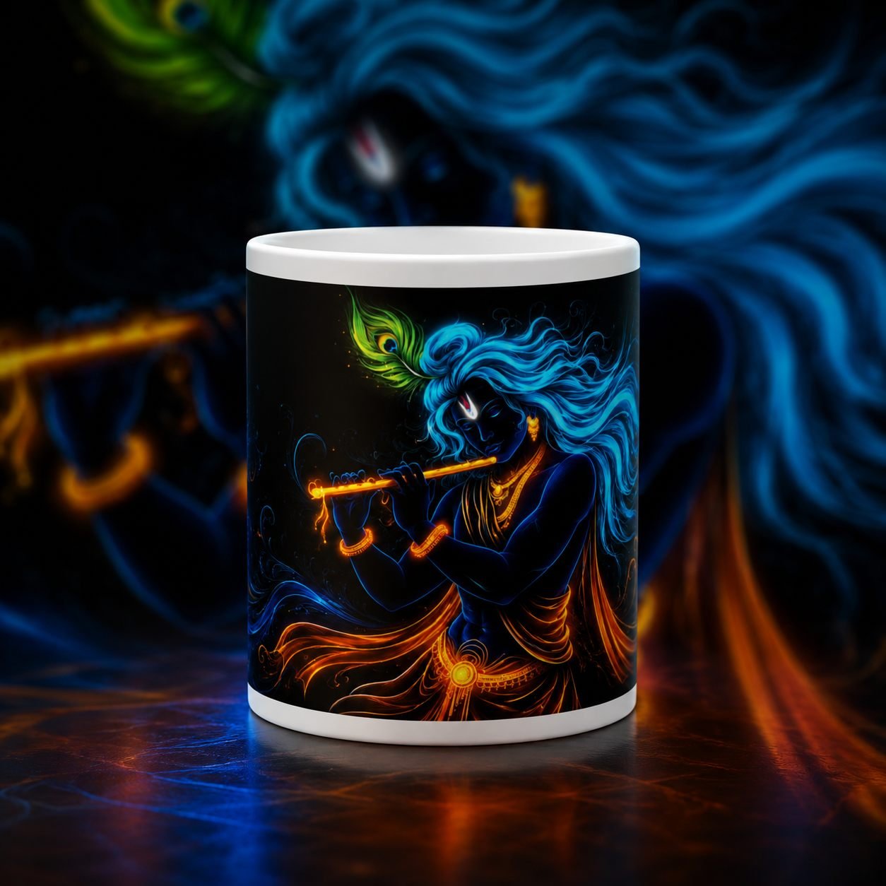 Neon Divine Flute Lord Krishna Mug – 325 ml view 1