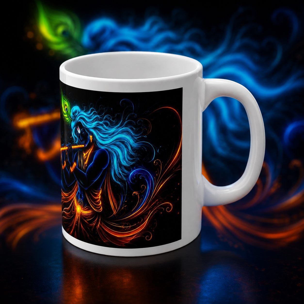 Neon Divine Flute Lord Krishna Mug – 325 ml view 3