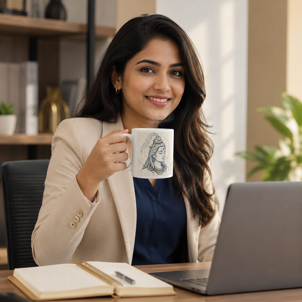 Om Namah Shivaya Minimal Line Art Mug – 325 ml view 4