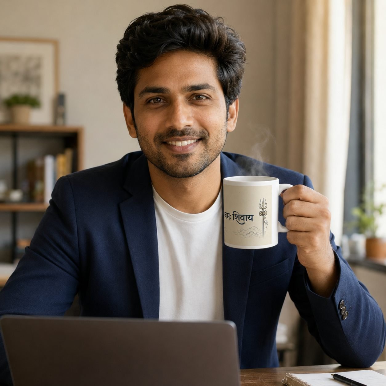 Om Namah Shivaya Minimal Line Art Mug – 325 ml view 6