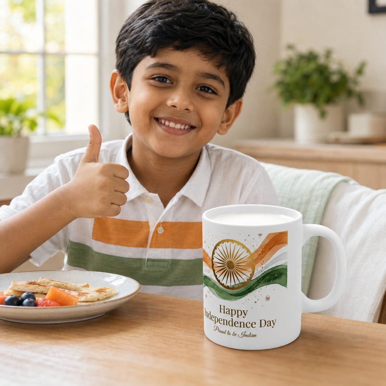 Proud Indian Tricolour Waves Festival Ceramic Mug view 6