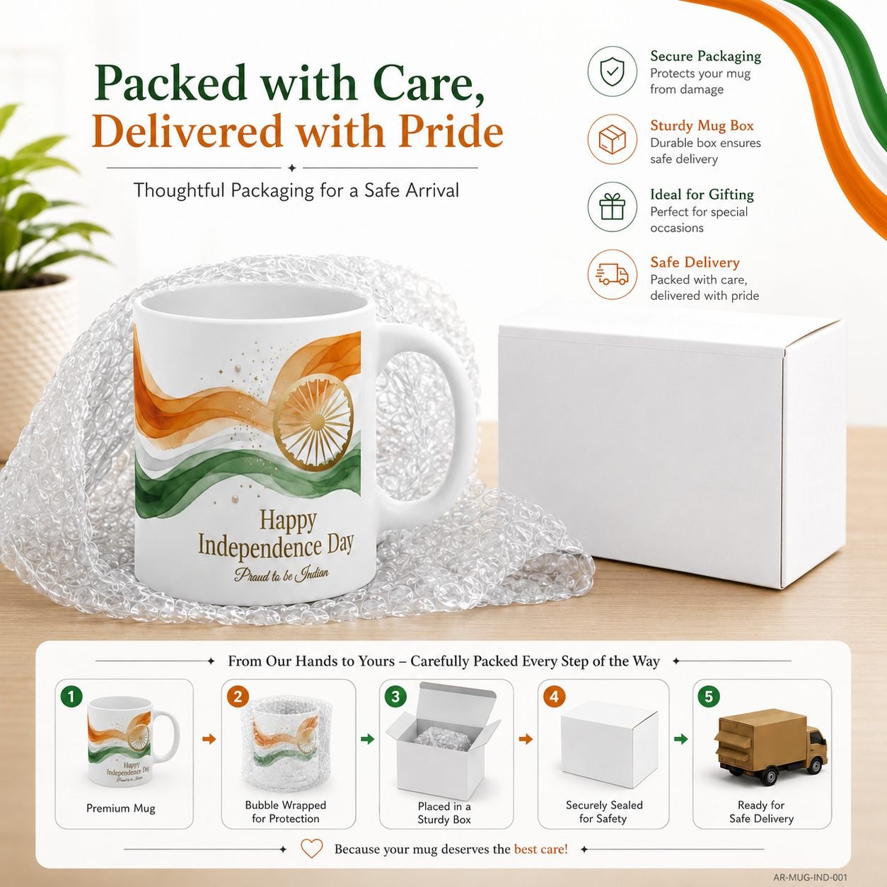 Proud Indian Tricolour Waves Festival Ceramic Mug view 10