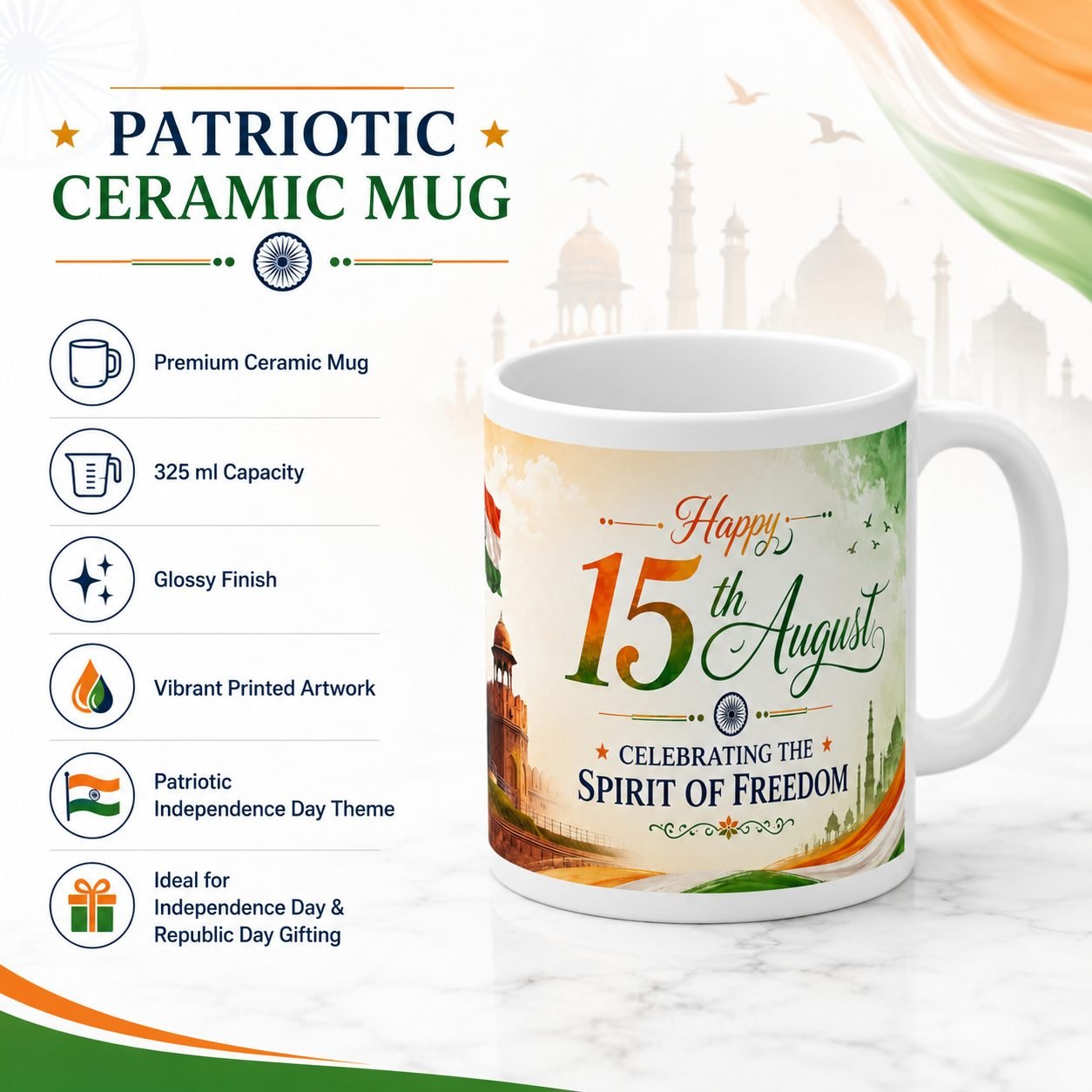 Red Fort Spirit of Freedom Festival Ceramic Mug view 12