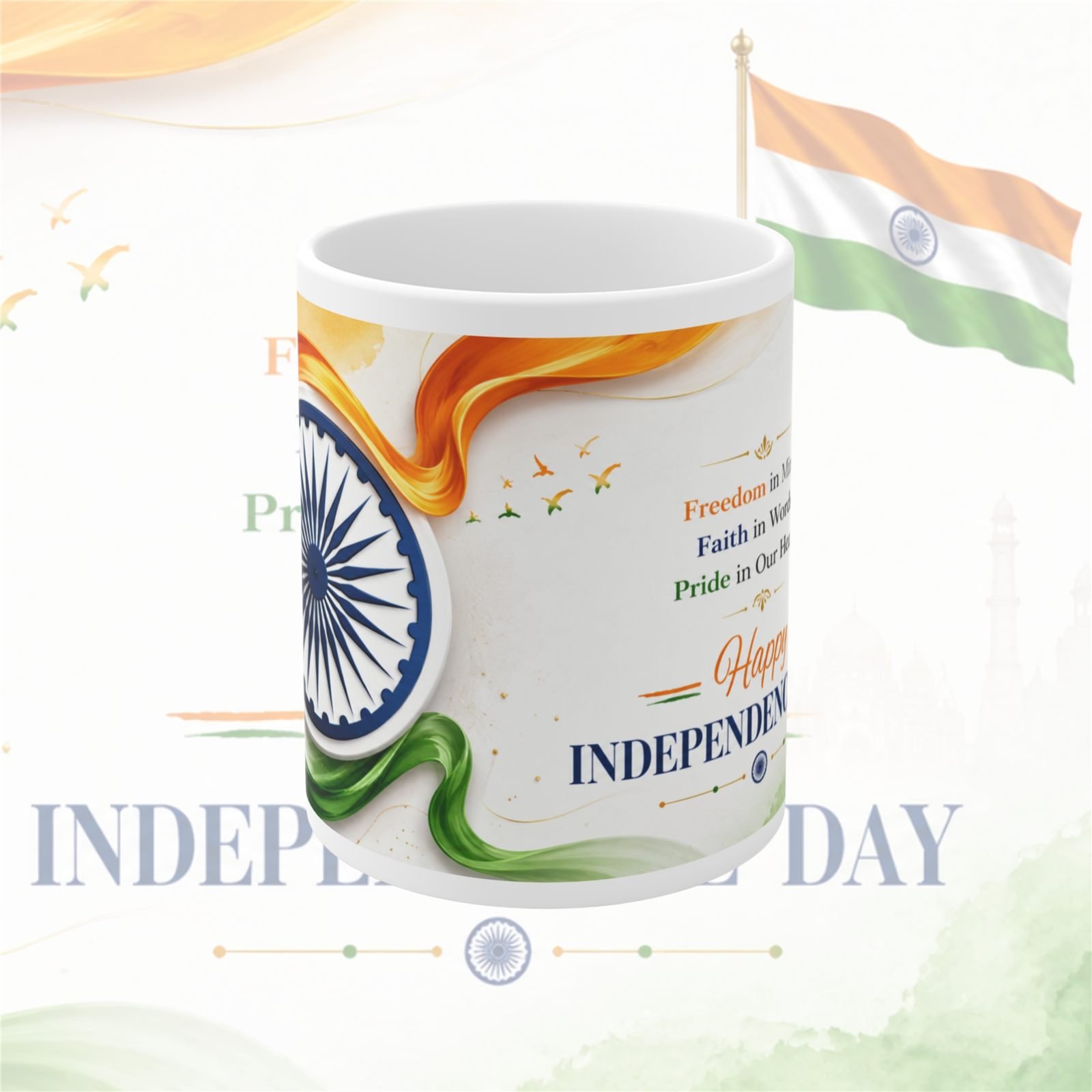 Freedom Faith Pride Independence Day Ceramic Mug view 1