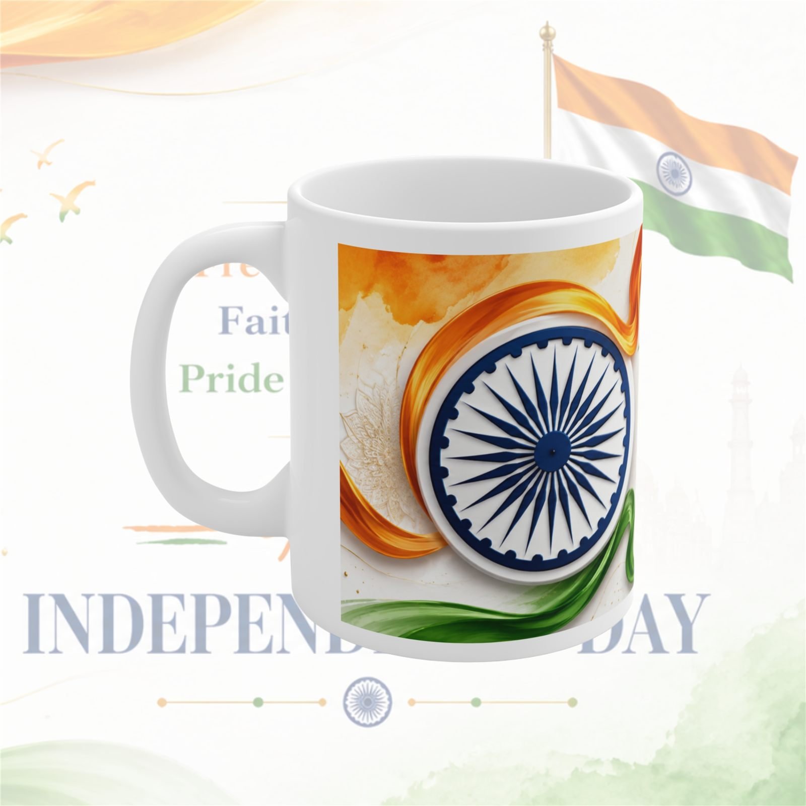 Freedom Faith Pride Independence Day Ceramic Mug view 3