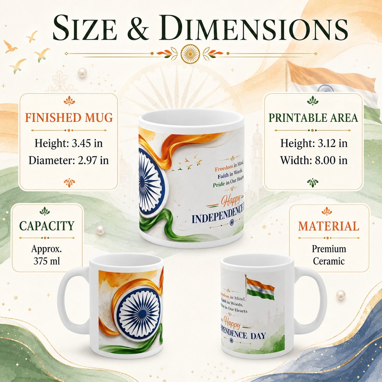 Freedom Faith Pride Independence Day Ceramic Mug view 12