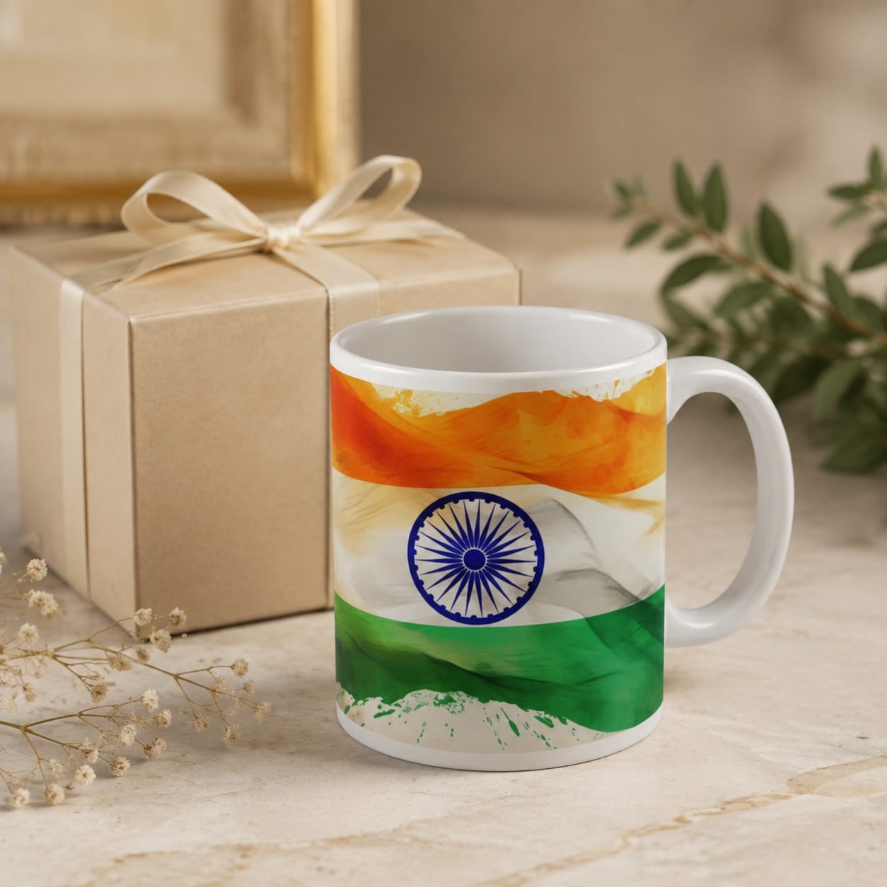 Artistic Indian Flag Festival Ceramic Mug view 9