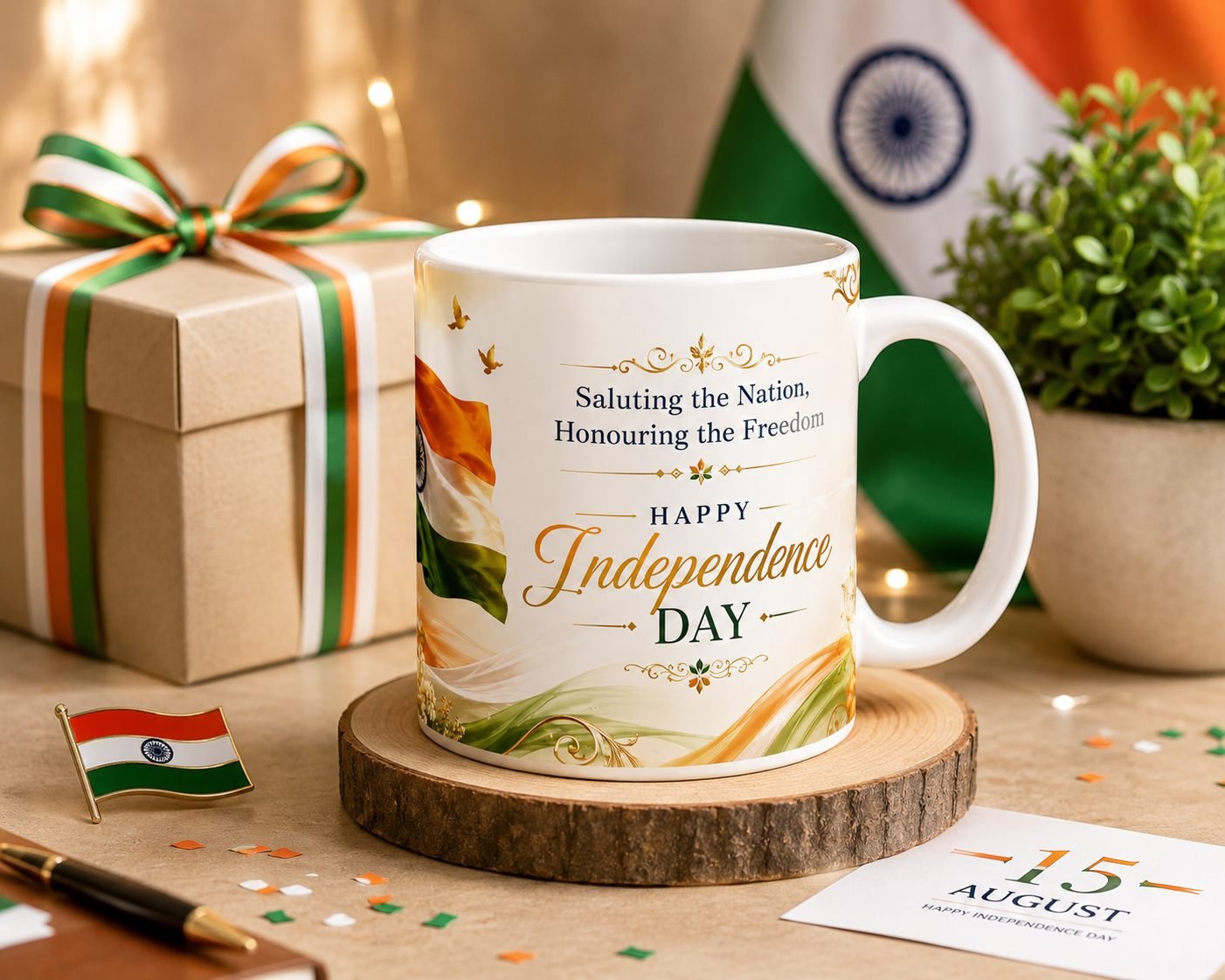 Saluting the Nation Independence Day Ceramic Mug view 9
