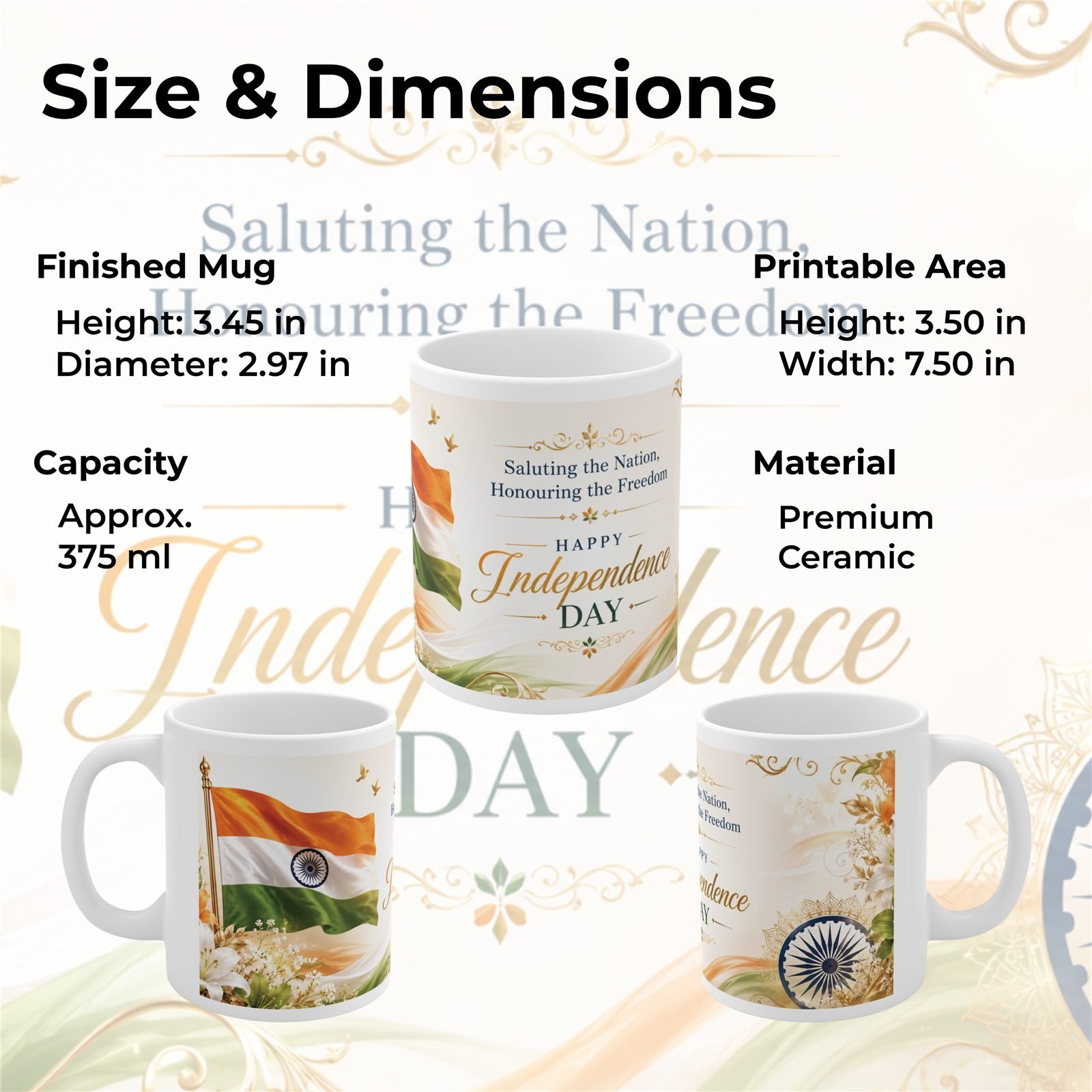 Saluting the Nation Independence Day Ceramic Mug view 12