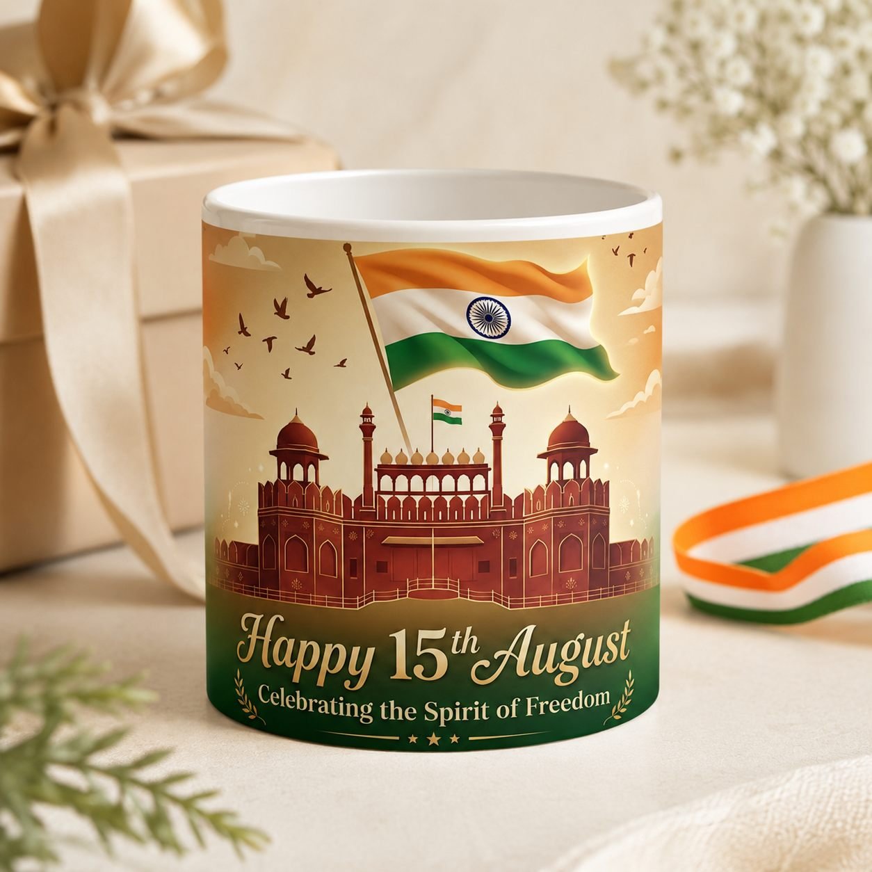 Red Fort Happy 15th August Festival Ceramic Mug view 6