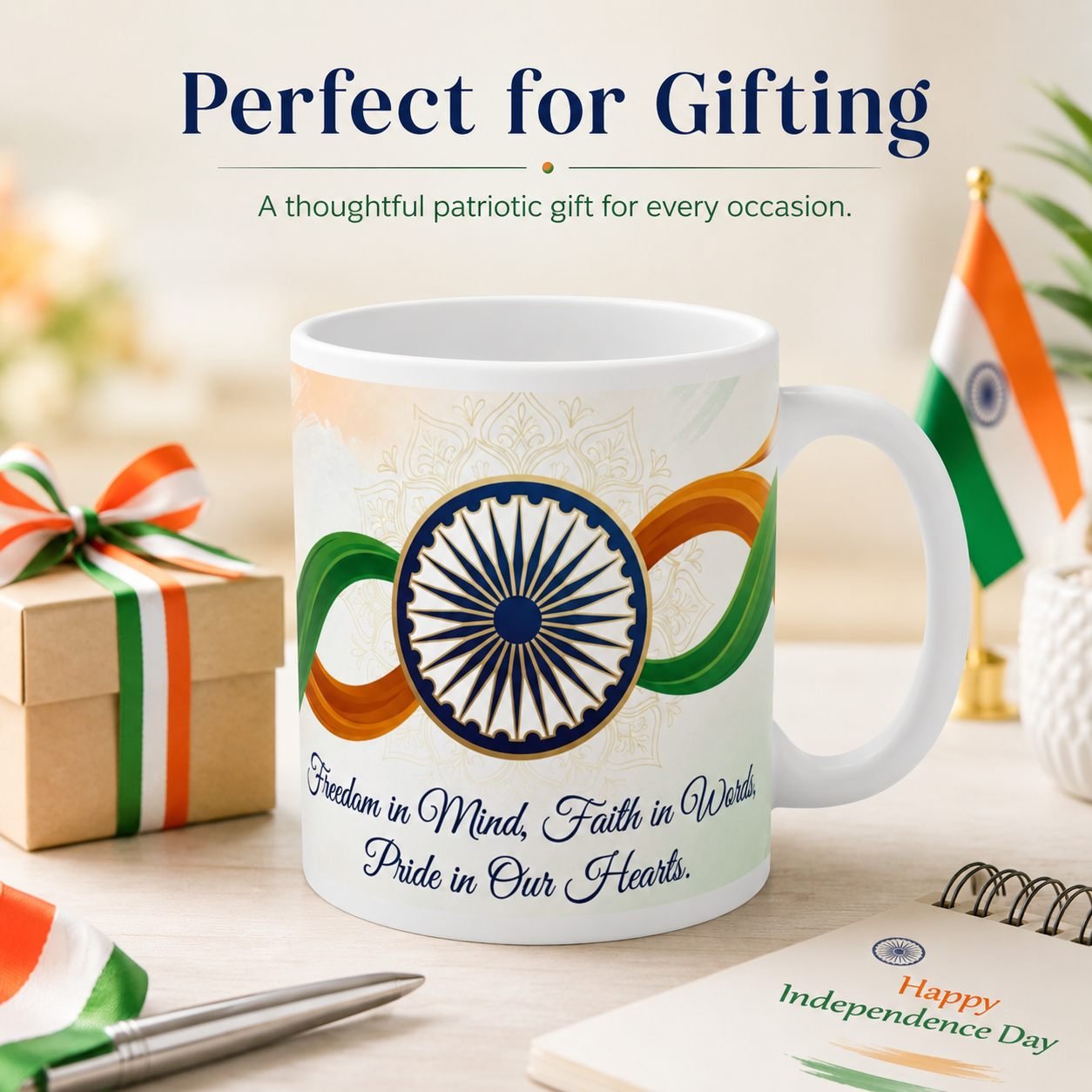 Freedom in Mind Tricolour Ribbon Ceramic Mug view 13