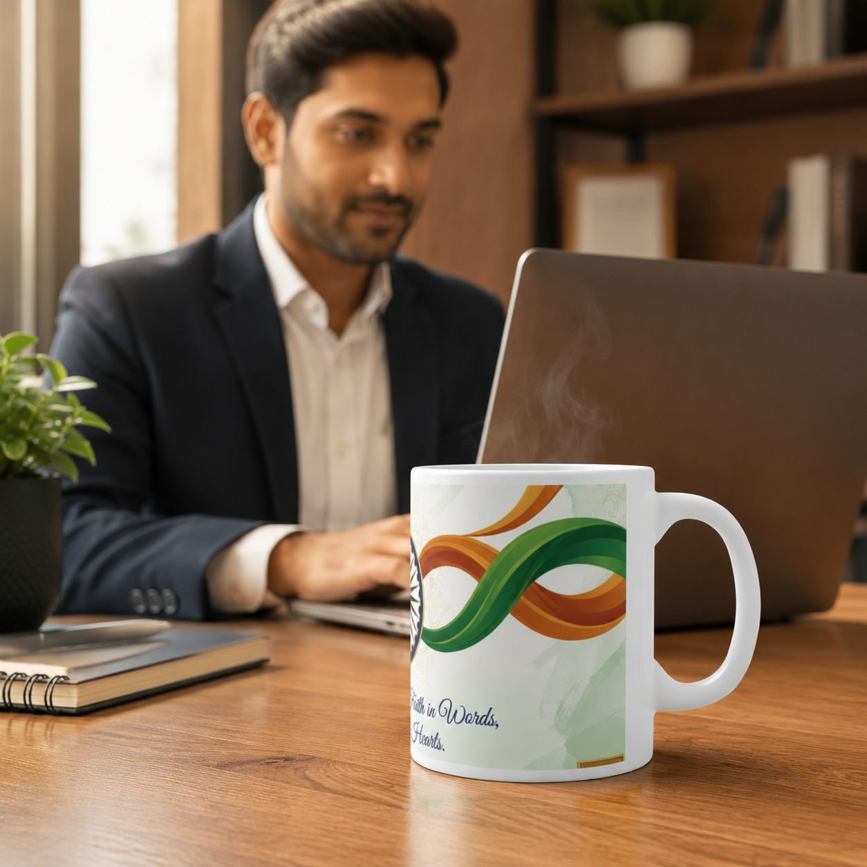 Freedom in Mind Tricolour Ribbon Ceramic Mug view 5